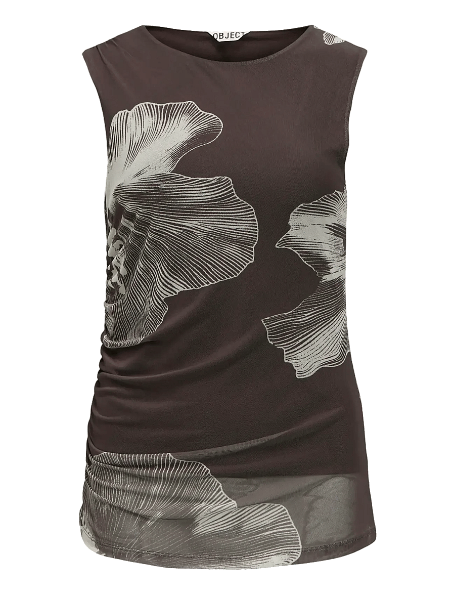 Object - OBJSHIRA S/L RE MESH TOP E SS FAIR 26 - Ärmellose tops - seal brown - 1