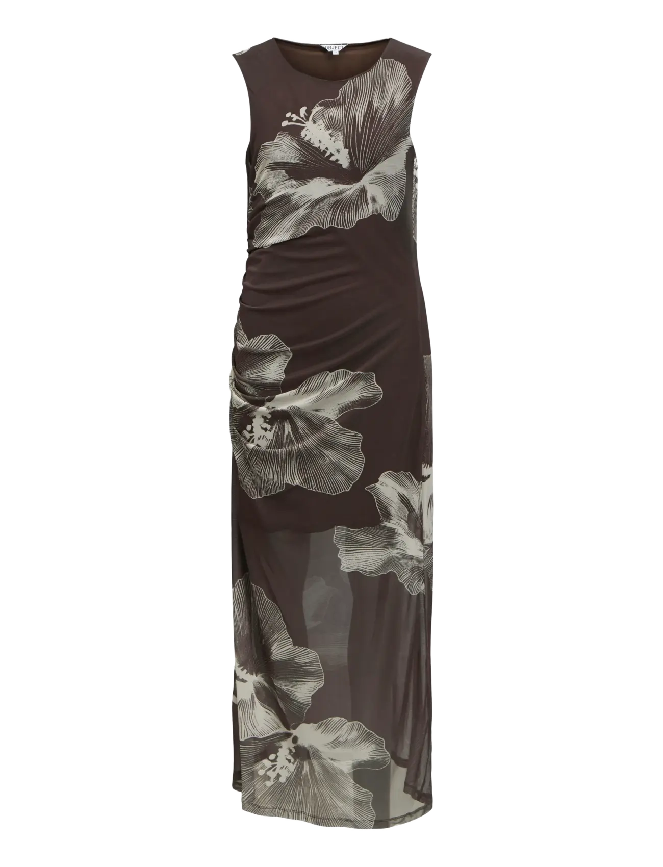 Object OBJSHIRA S/L RE MESH LONG DRESS E SS 26 - Maxiklänningar - SEAL BROWN / multi