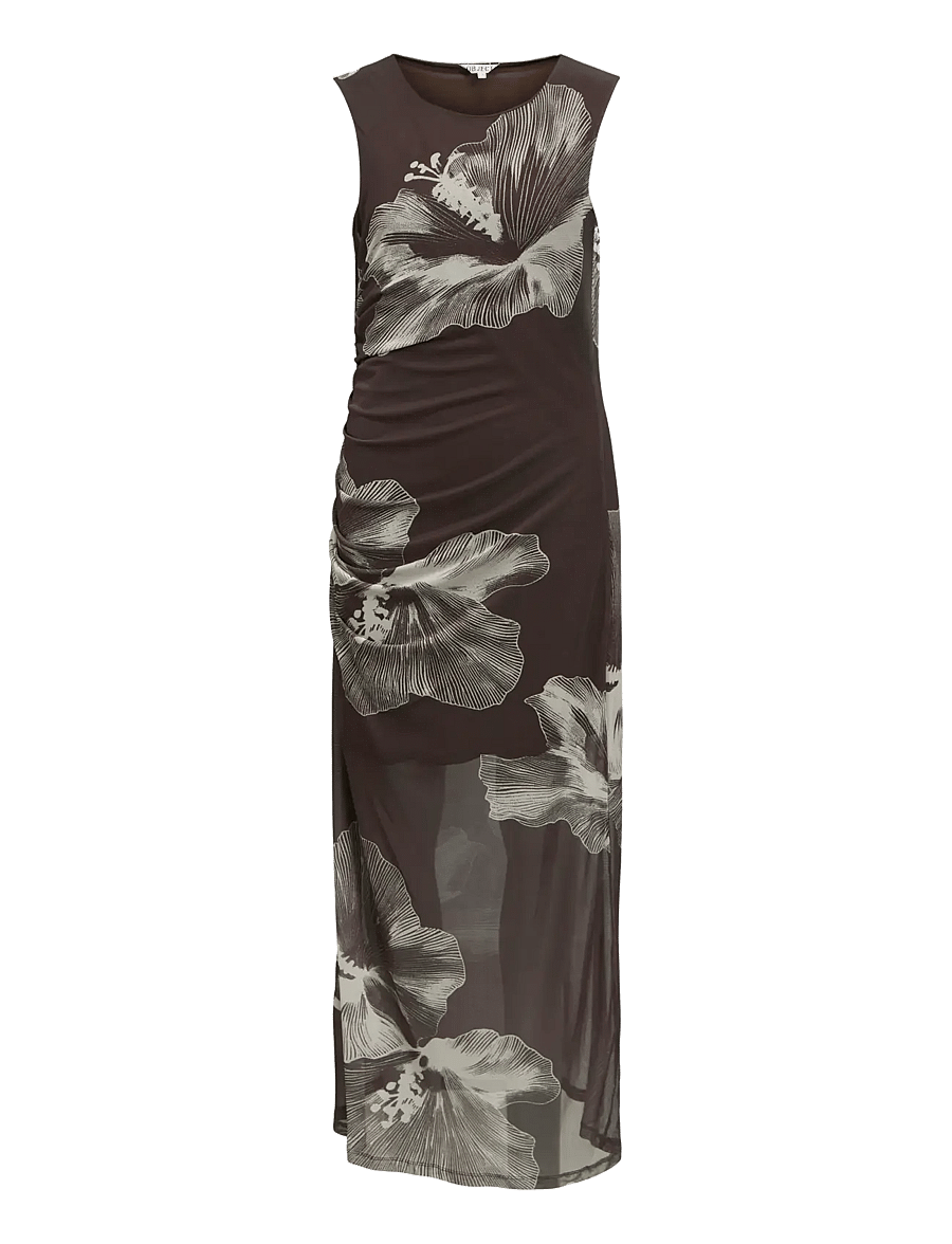 Object - OBJSHIRA S/L RE MESH LONG DRESS E SS 26 - maksikleidid - seal brown - 1