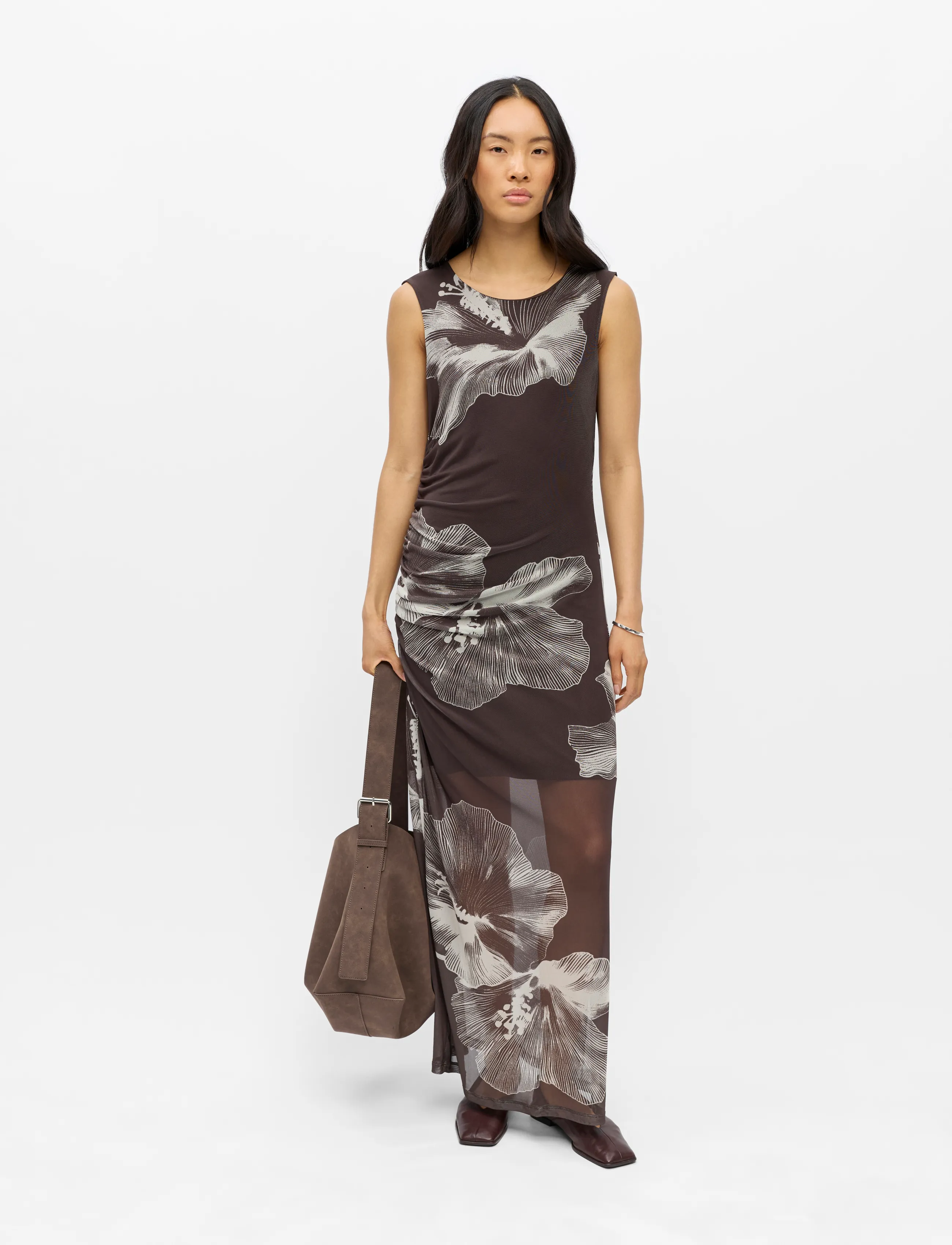 Object Objshira S/L Re Mesh Long Dress E Ss 26, L, Dresses, Mehrfarbig/gemustert - Maxi Dress, Frauen