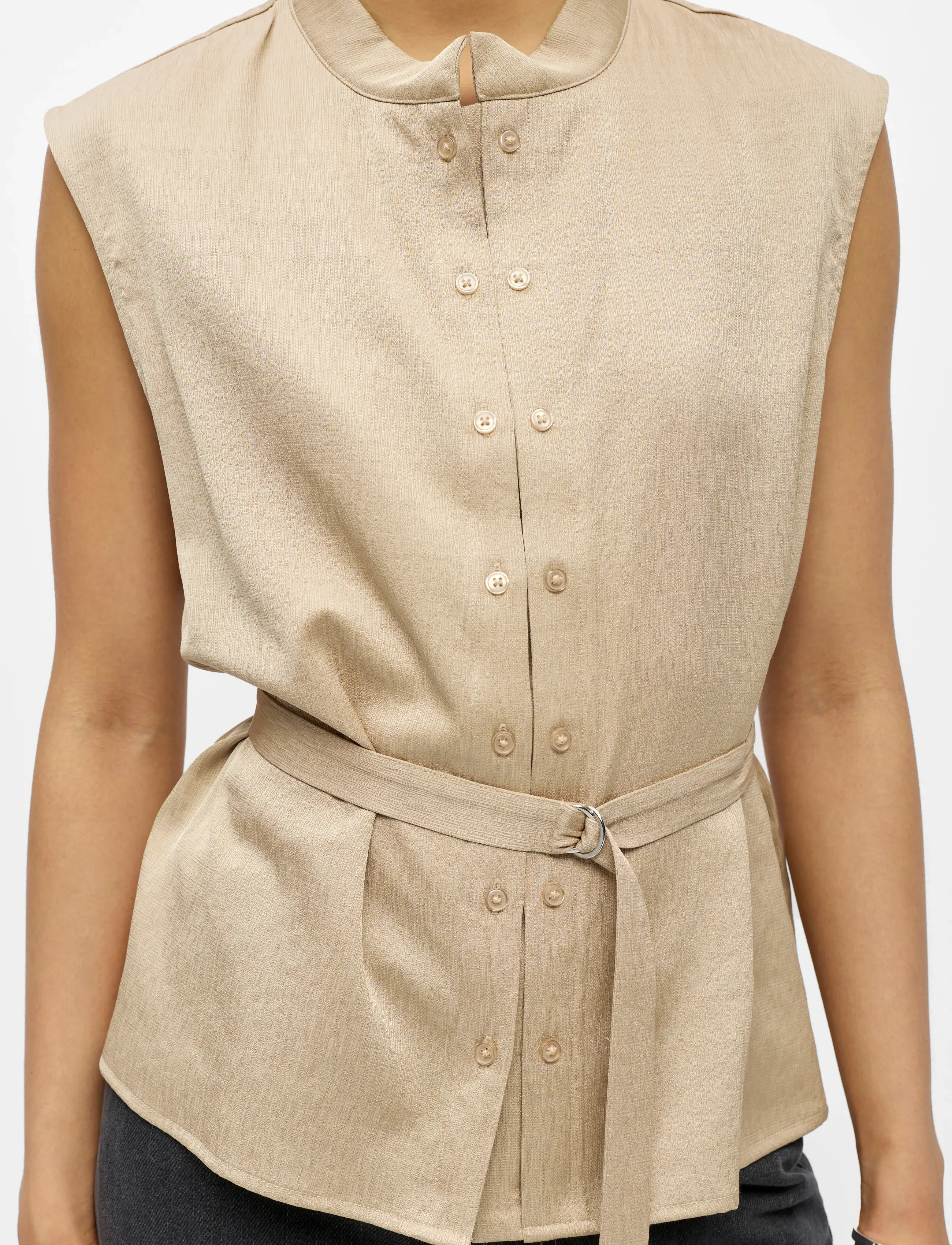 Object - OBJHELIN S/L WAISTCOAT E SS FAIR 26 - sleeveless blouses - humus - 3