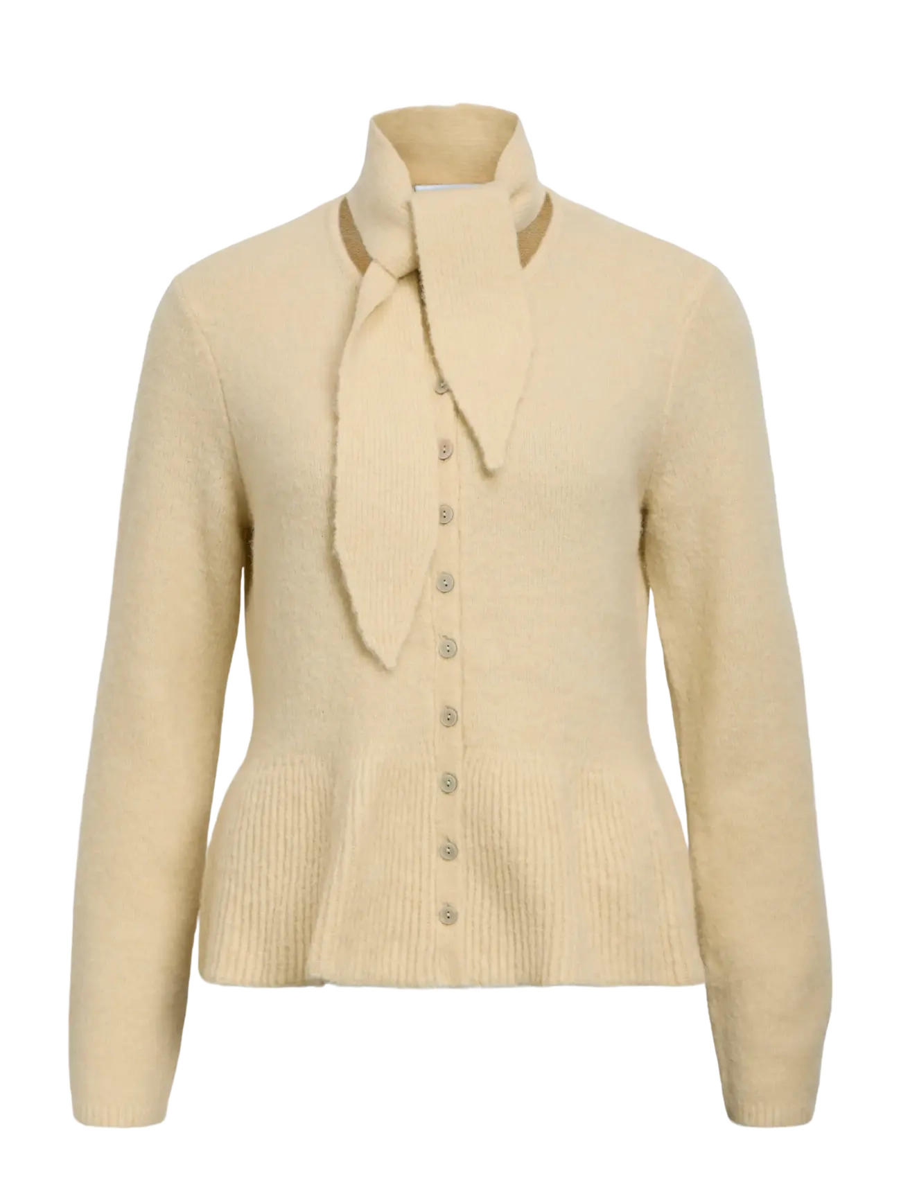 Object OBJNIVIN L/S SCARF KNIT CARDIGAN 147 - Kläder - BIRCH / cream
