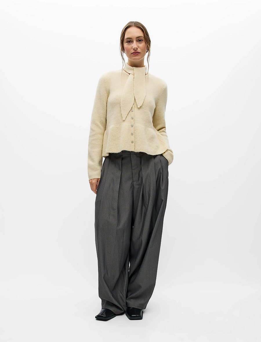 Object - OBJNIVIN L/S SCARF KNIT CARDIGAN 147 - birch - 0