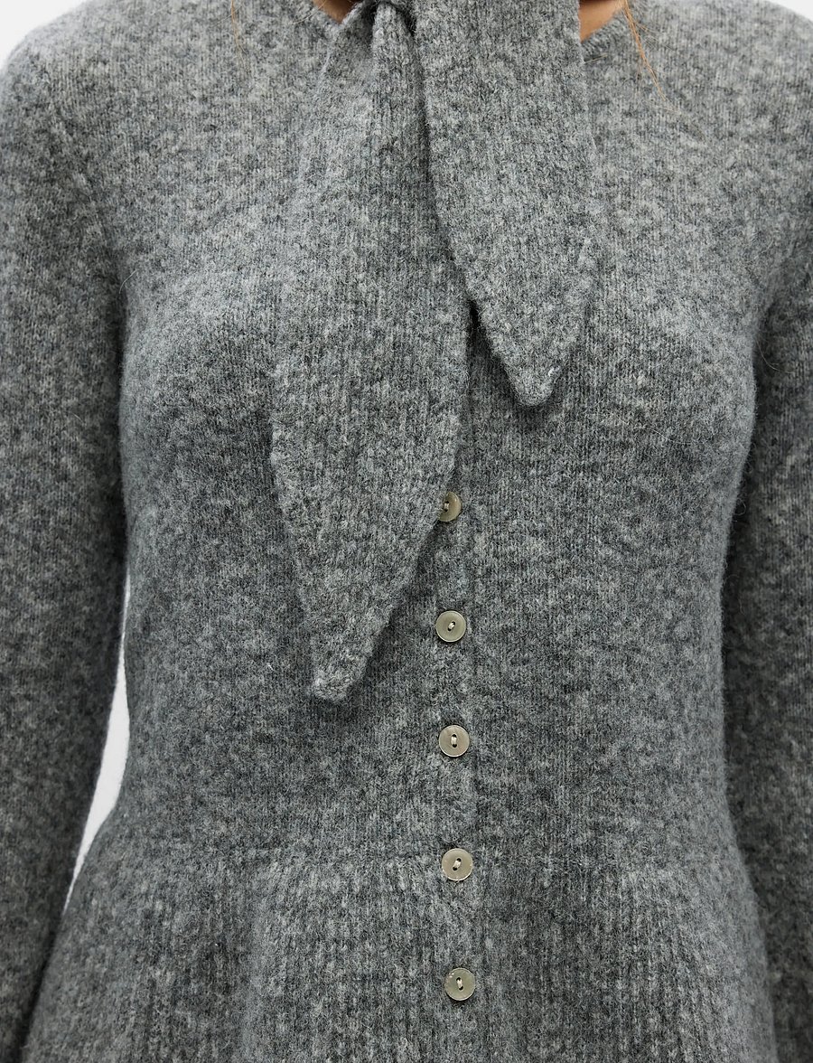 Object - OBJNIVIN L/S SCARF KNIT CARDIGAN 147 - strickjacken - medium grey melange - 3
