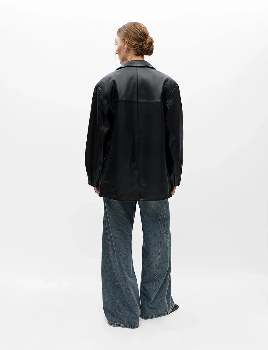 Object - OBJLUNA L/S LO LEATHER JACKET 146 - leather jackets - black - 2