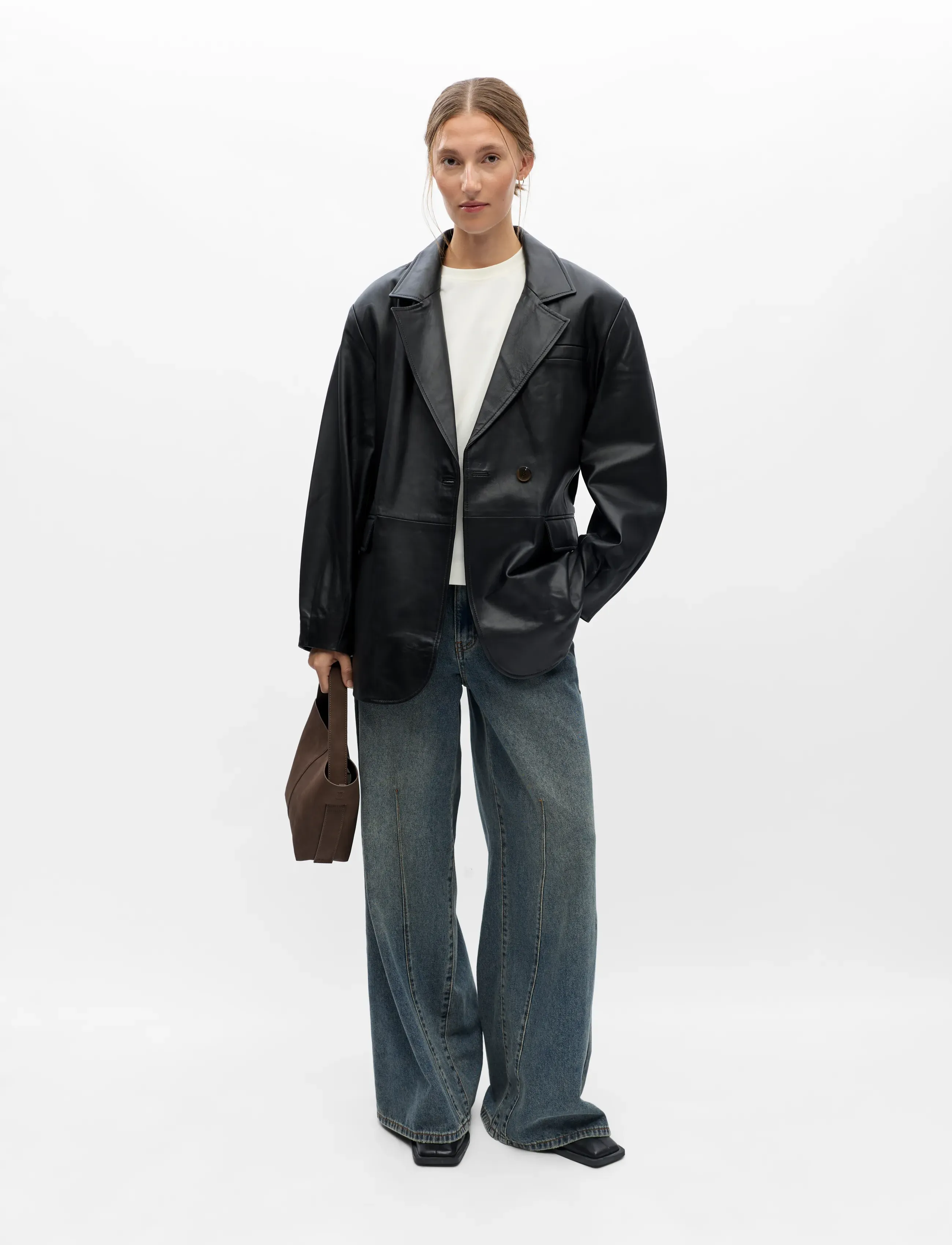 Object - OBJLUNA L/S LO LEATHER JACKET 146 - leather jackets - black - 3
