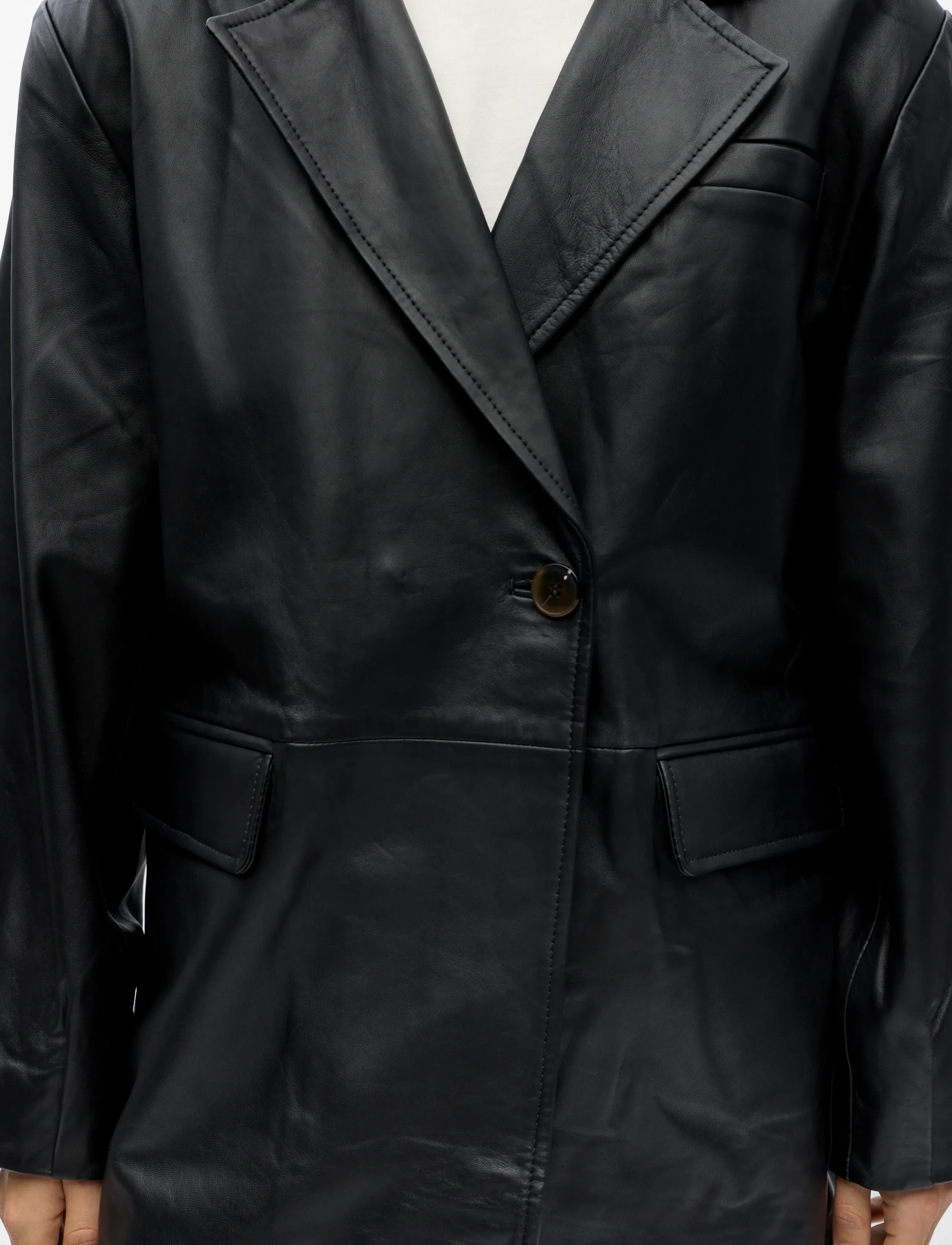 Object - OBJLUNA L/S LO LEATHER JACKET 146 - leather jackets - black - 4