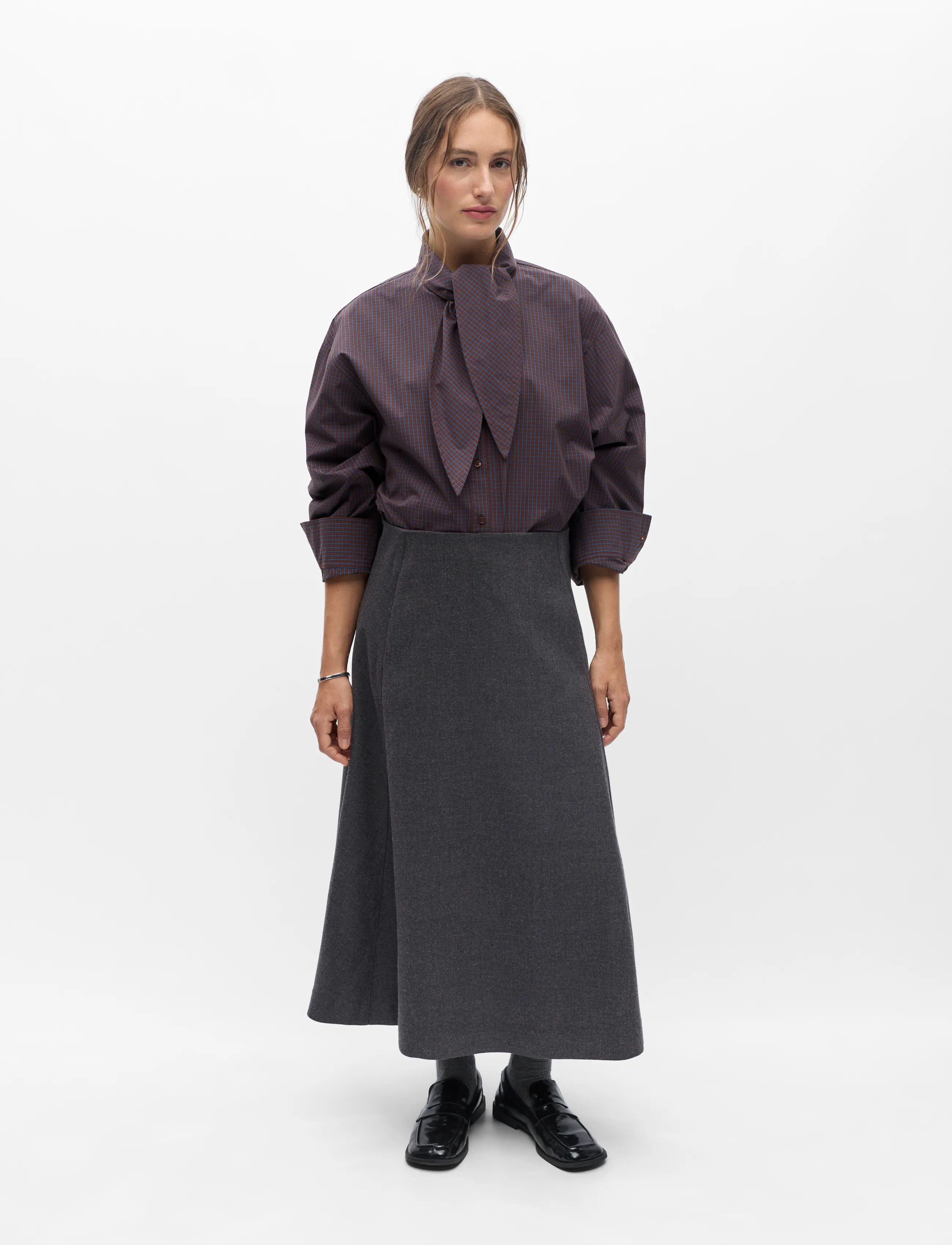 Object OBJKAVIN A-SHAPE MIDI SKIRT147 - Nederdele - DARK GREY MELANGE / grey