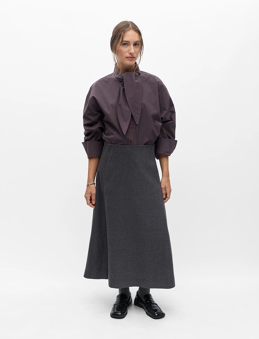 Object - OBJKAVIN A-SHAPE MIDI SKIRT147 - midi nederdele - dark grey melange - 0