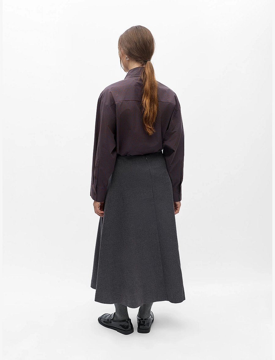 Object - OBJKAVIN A-SHAPE MIDI SKIRT147 - midi nederdele - dark grey melange - 2