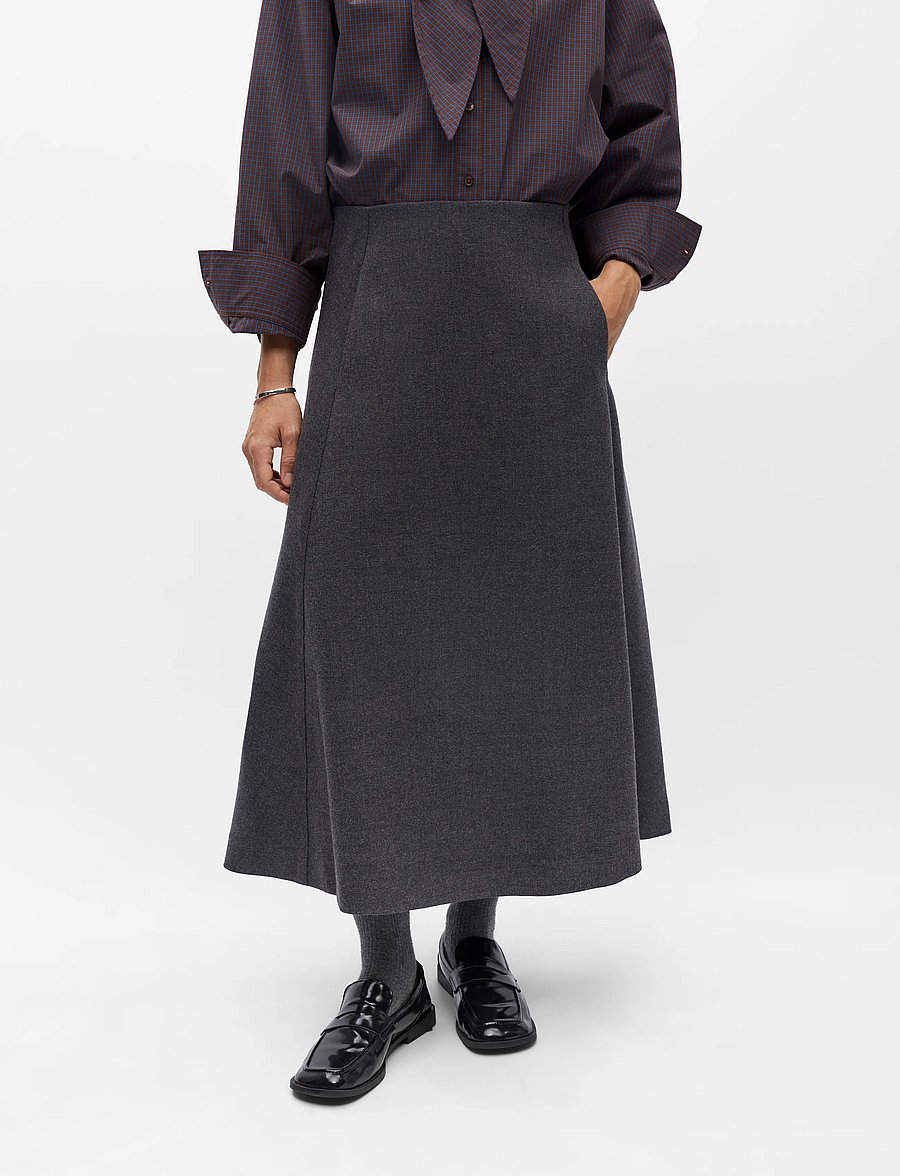 Object - OBJKAVIN A-SHAPE MIDI SKIRT147 - midi nederdele - dark grey melange - 3