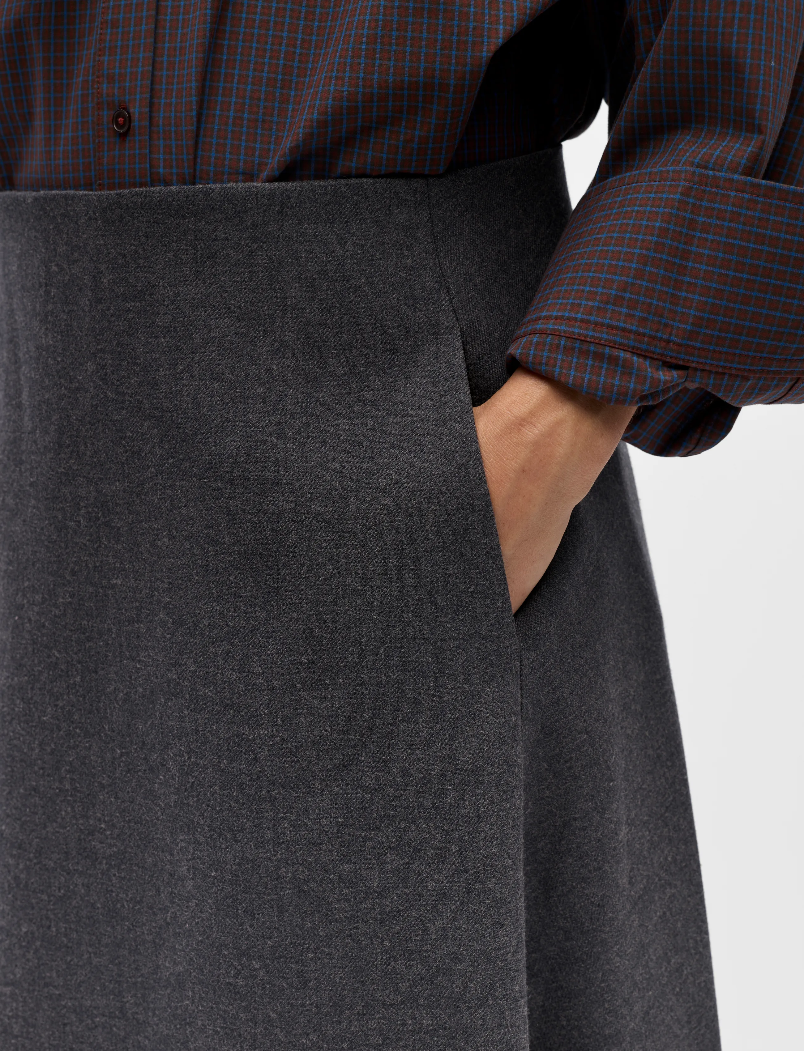 Object - OBJKAVIN A-SHAPE MIDI SKIRT147 - midi nederdele - dark grey melange - 4