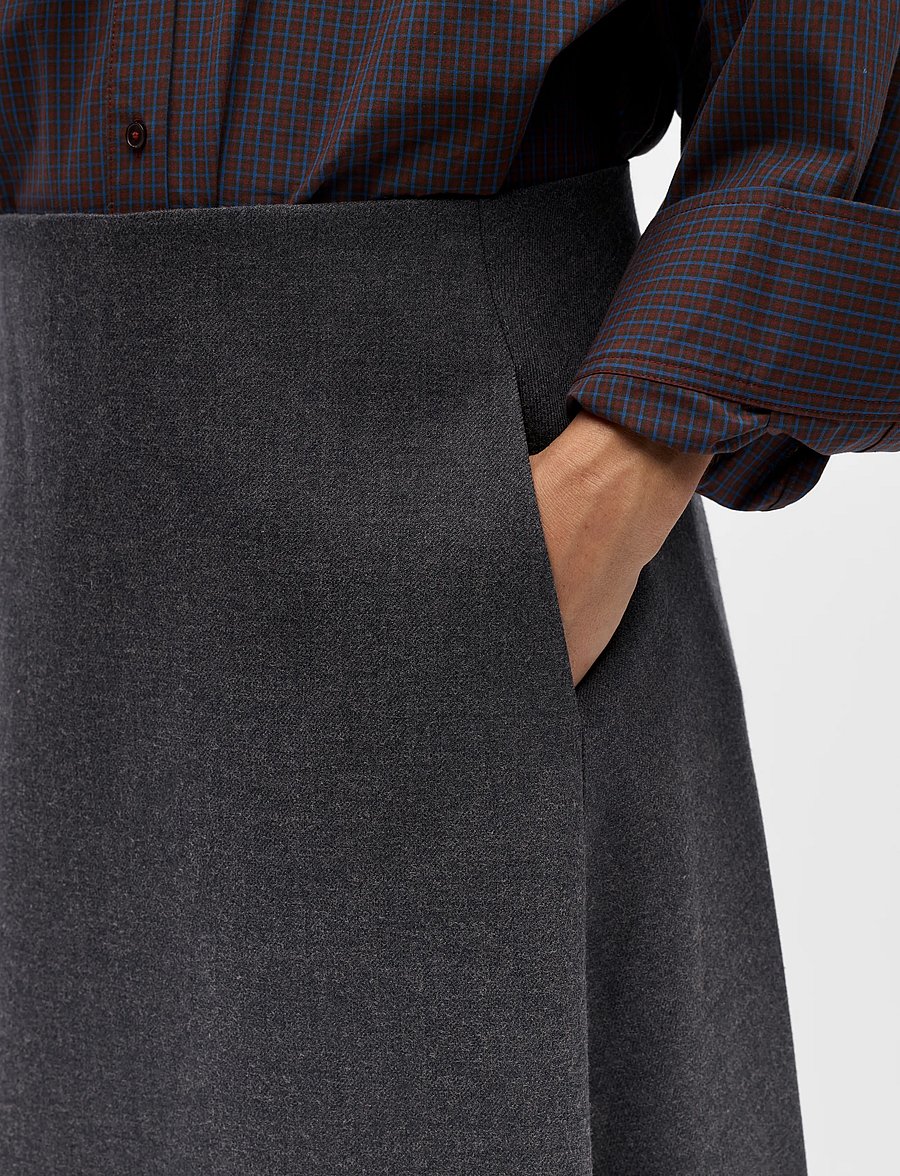 Object - OBJKAVIN A-SHAPE MIDI SKIRT147 - midi nederdele - dark grey melange - 4