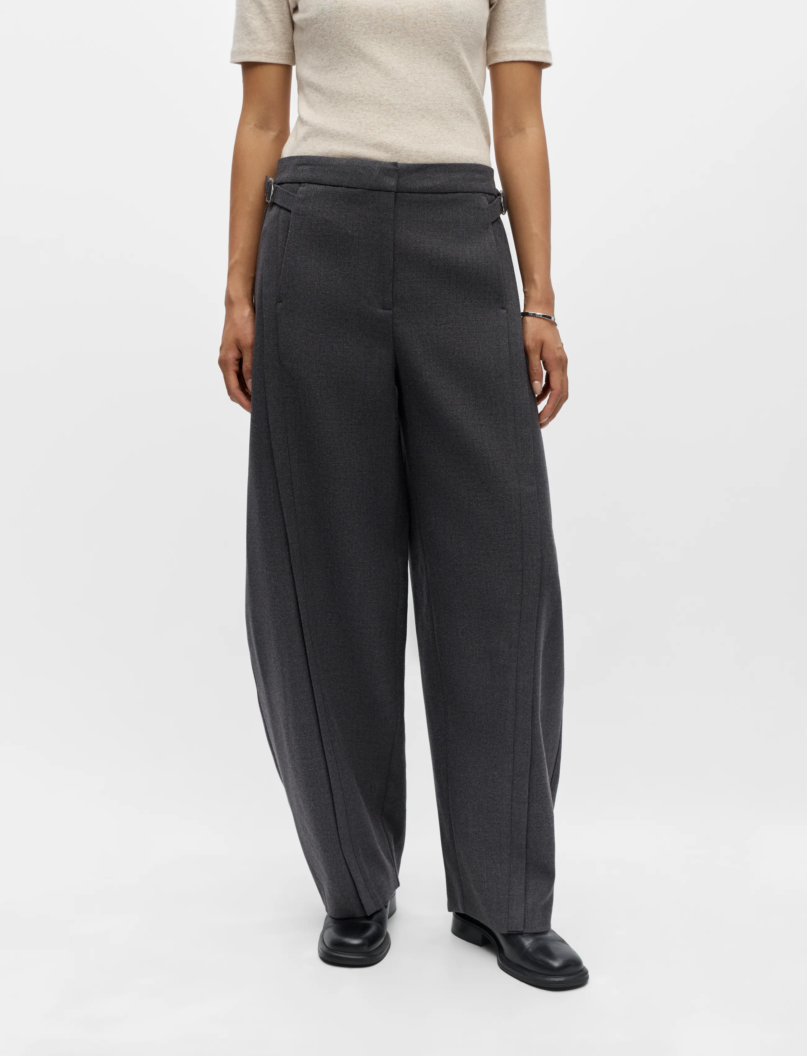 Object OBJKAVIN MW BARREL PANTS 147 - Hosen - DARK GREY MELANGE / grey