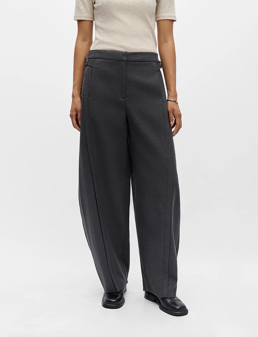 Object - OBJKAVIN MW BARREL PANTS 147 - dark grey melange - 0