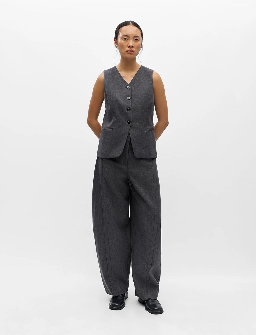 Object - OBJKAVIN MW BARREL PANTS 147 - dark grey melange - 2