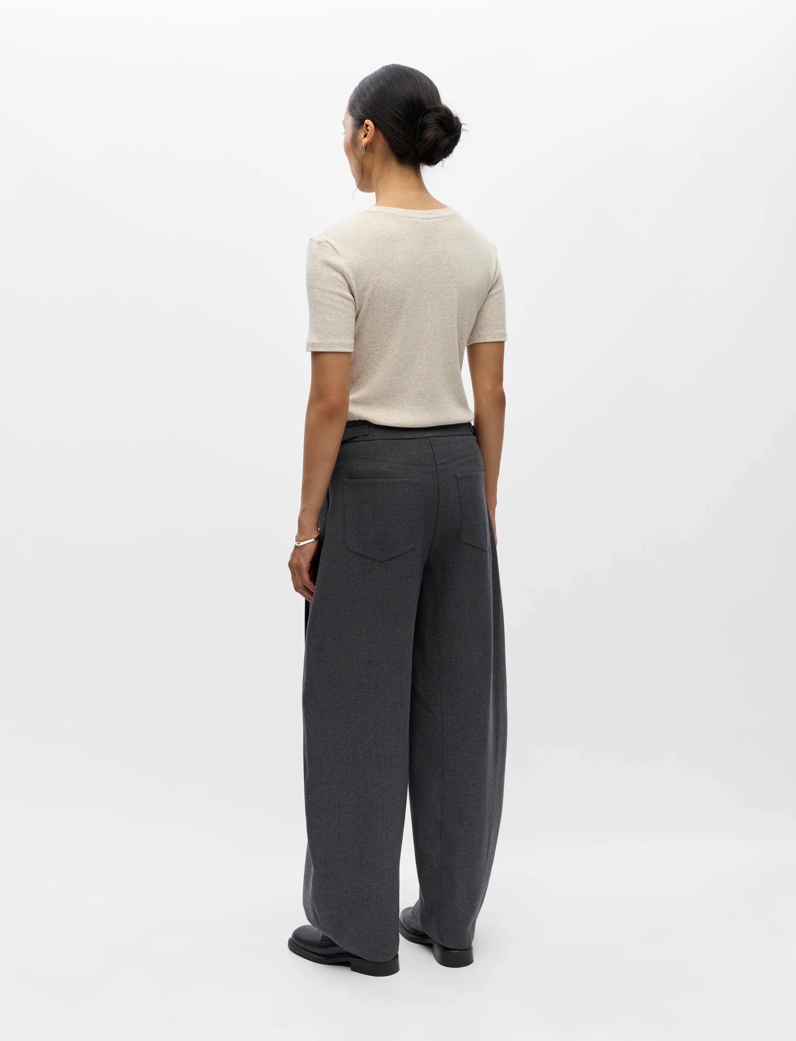 Object - OBJKAVIN MW BARREL PANTS 147 - dark grey melange - 4