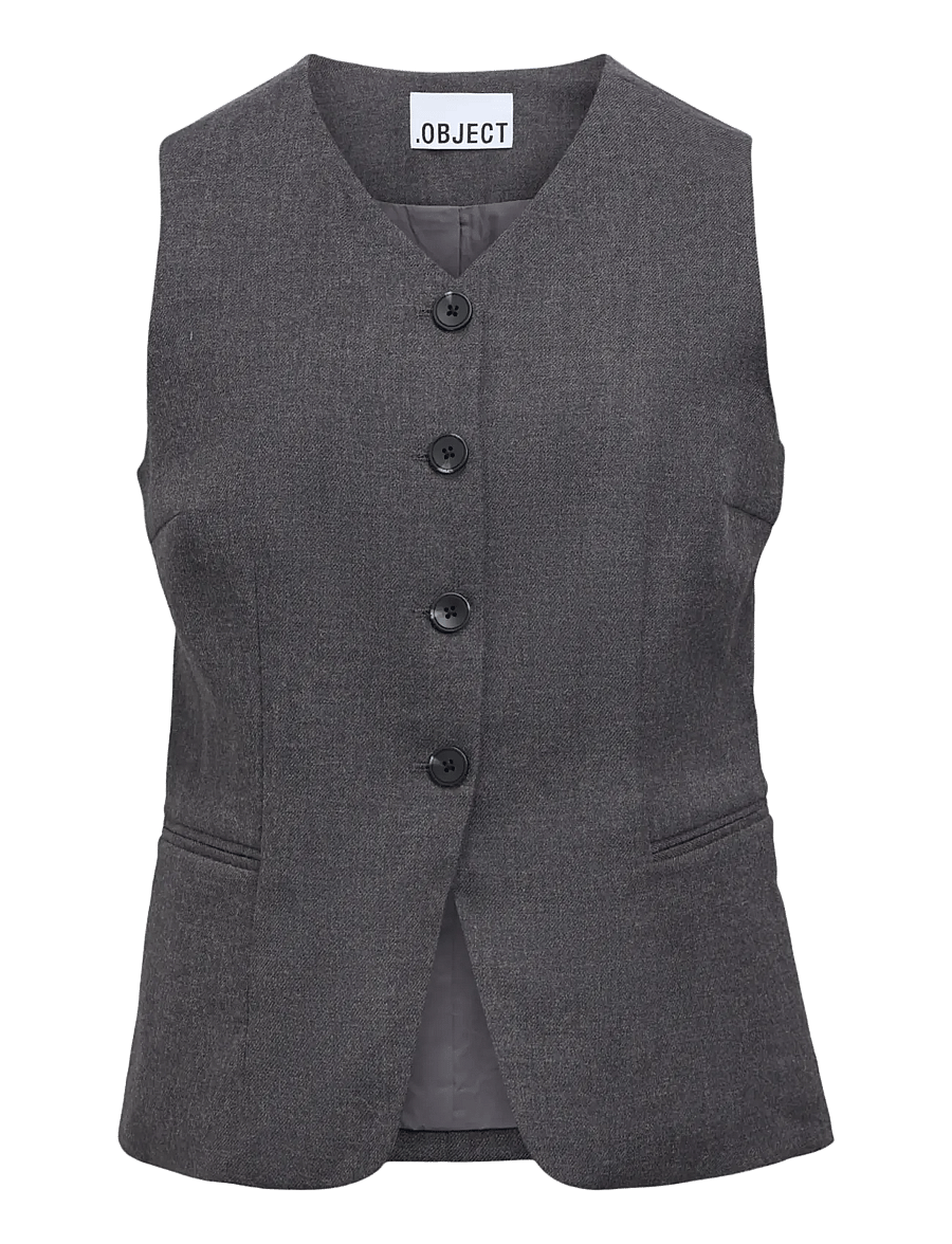 Object - OBJKAVIN RE WAISTCOAT 147 - steppwesten - dark grey melange - 1