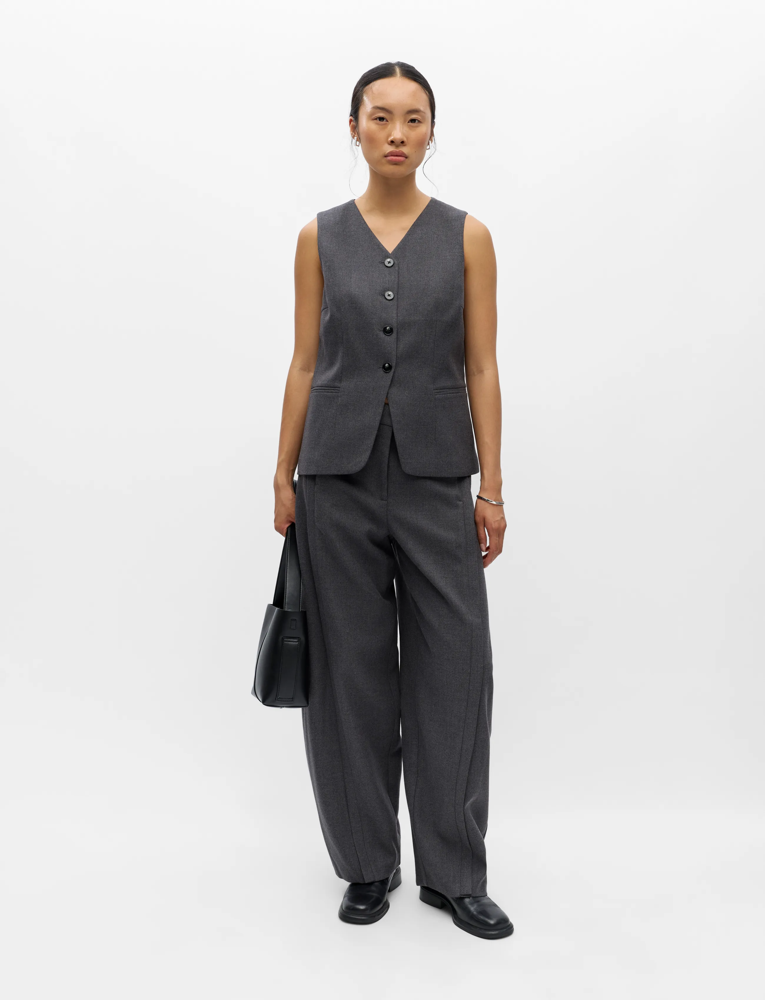 Object - OBJKAVIN RE WAISTCOAT 147 - steppwesten - dark grey melange - 0