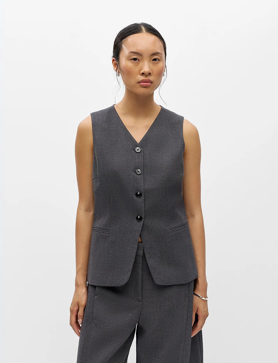 Object - OBJKAVIN RE WAISTCOAT 147 - steppwesten - dark grey melange - 3