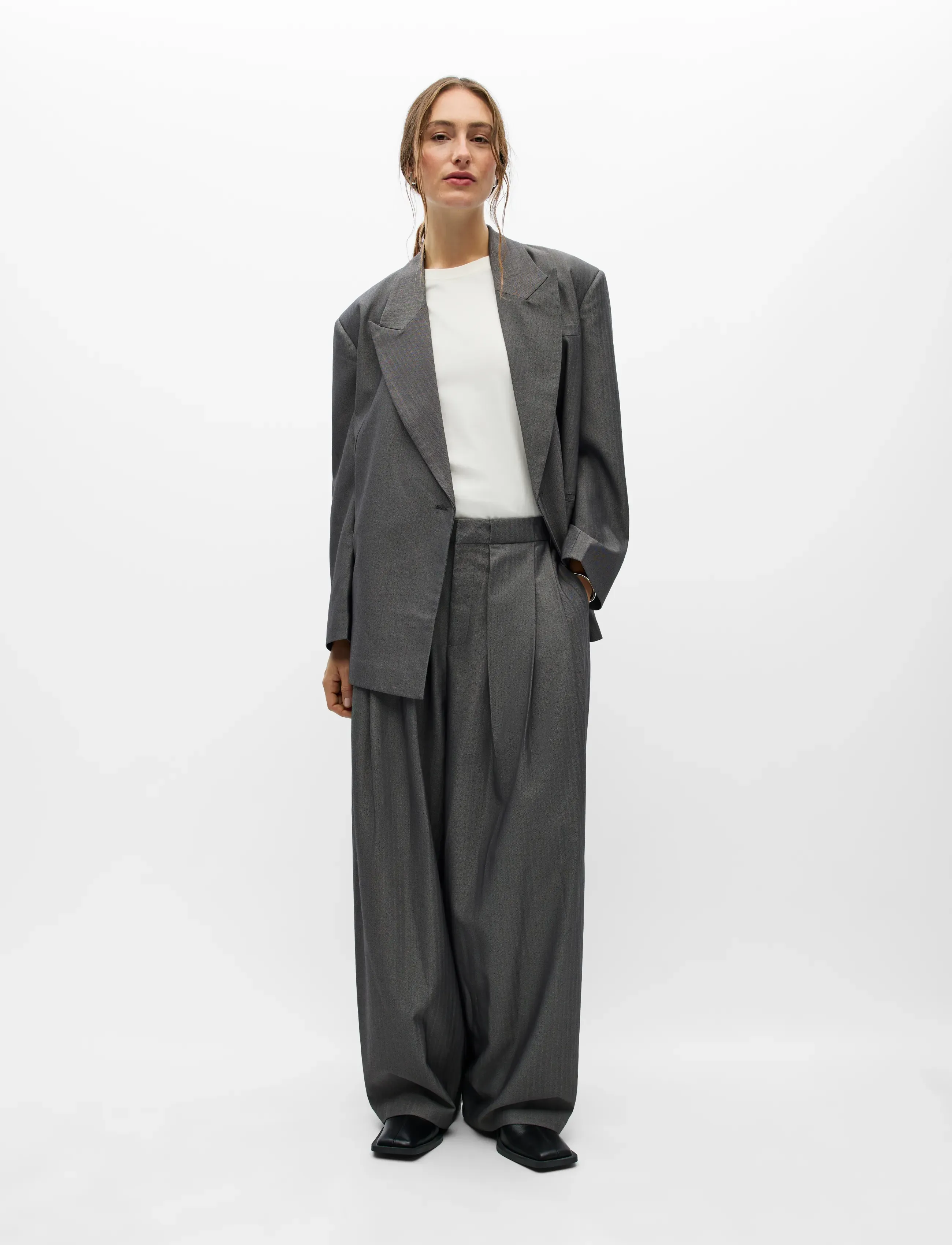 Object - OBJNOAMI MW LOOSE PANTS 147 - pidulikud püksid - gunmetal - 2