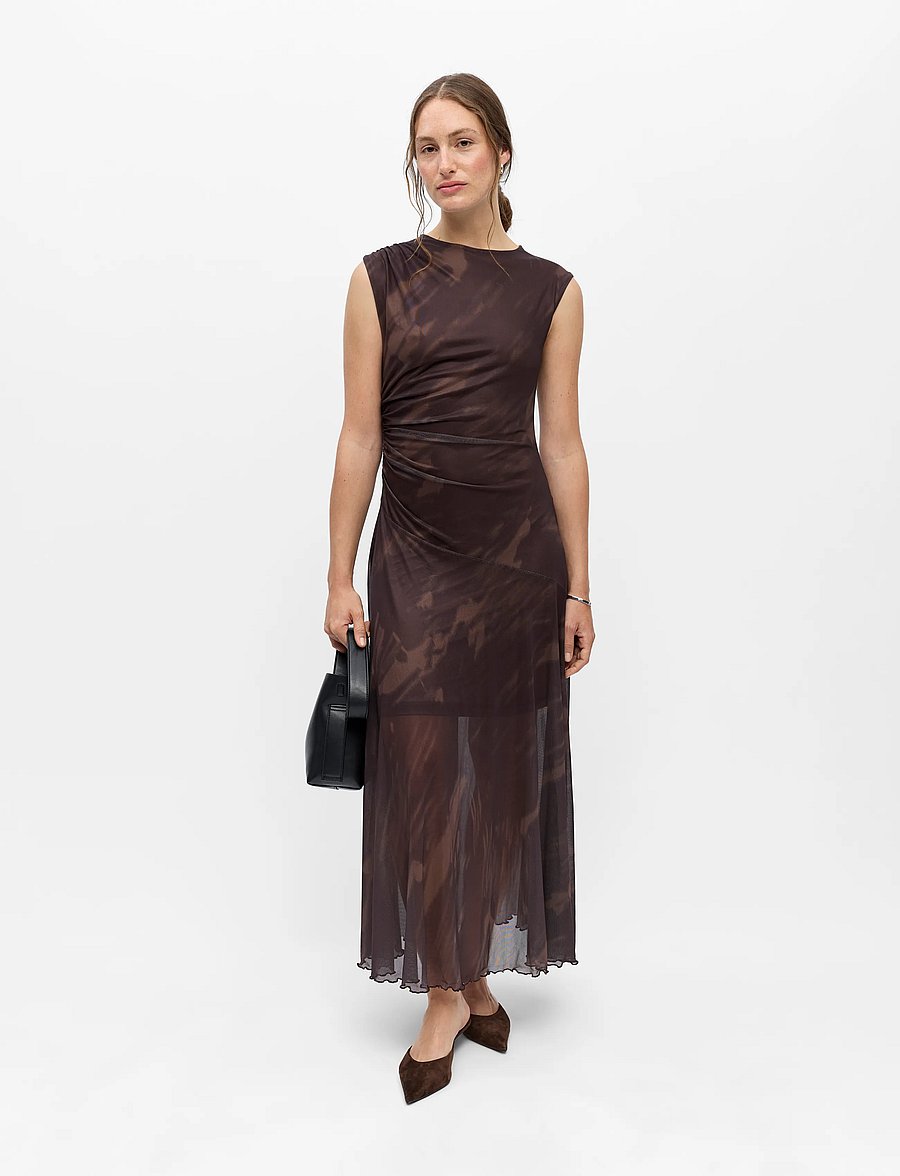 Object - OBJNOELLE S/L LONG DRESS 147 - chocolate plum - 0