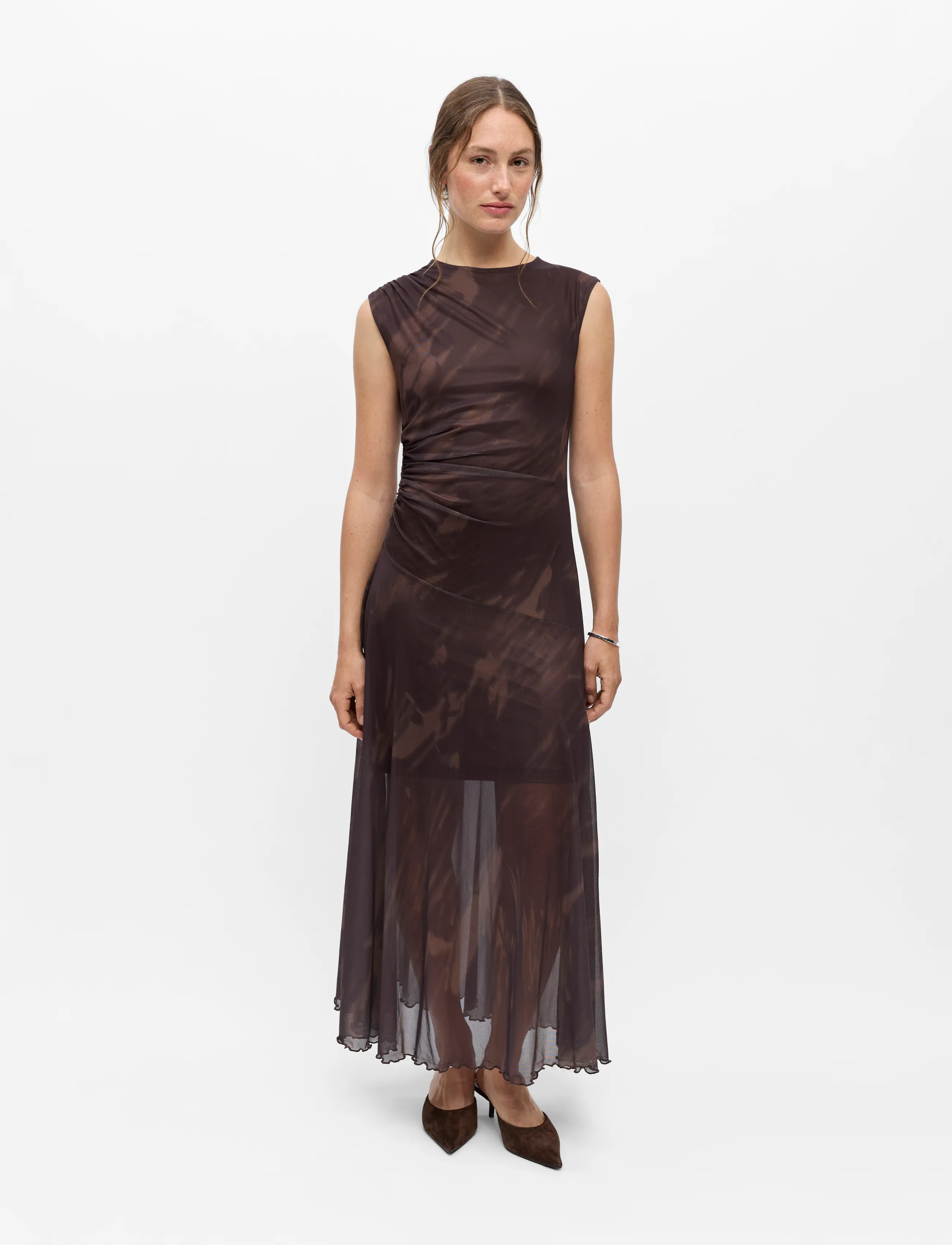 Object - OBJNOELLE S/L LONG DRESS 147 - chocolate plum - 3