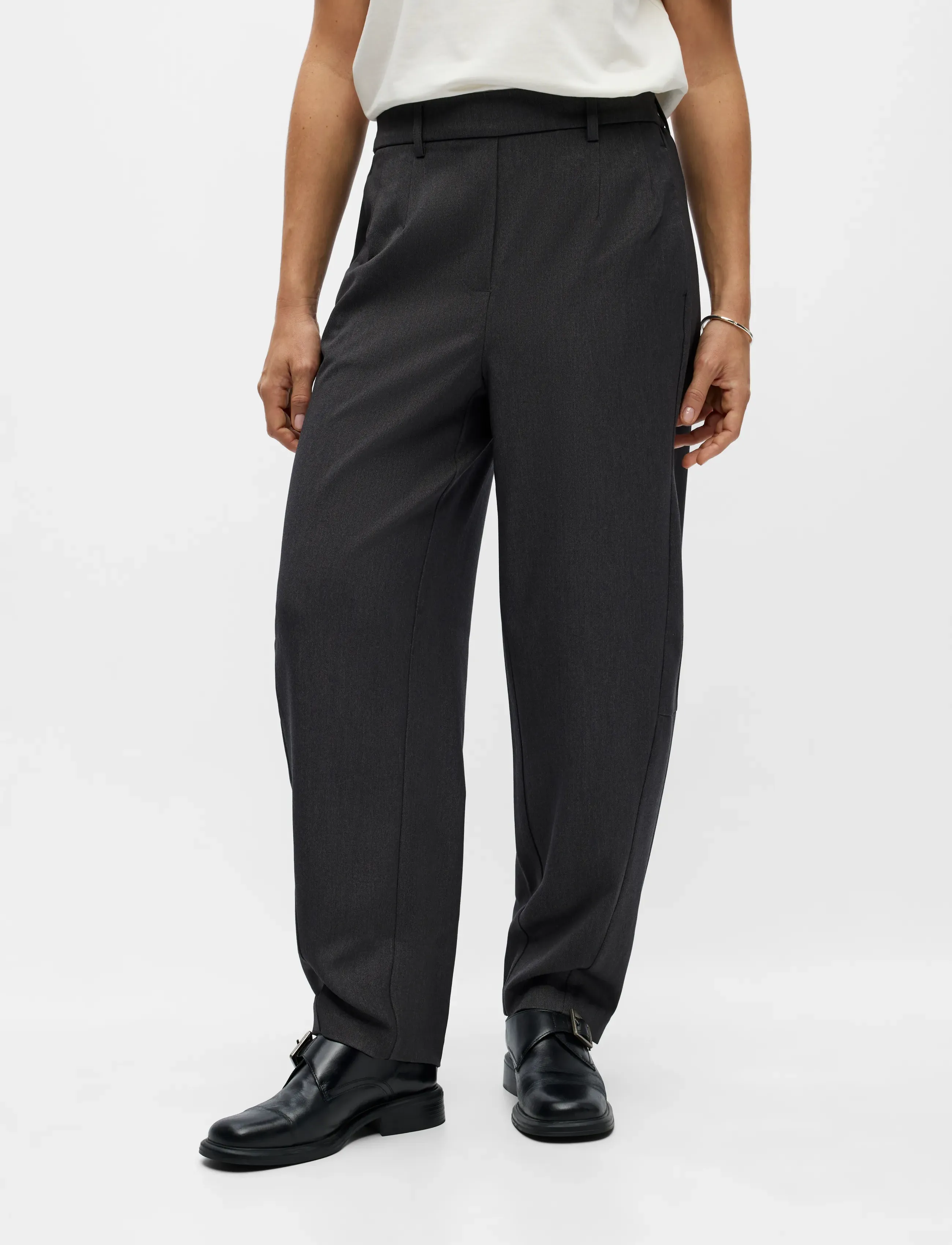 Object OBJLISA HW ANKLE BARREL PANT NOOS - Kleidung - MEDIUM GREY MELANGE / grey