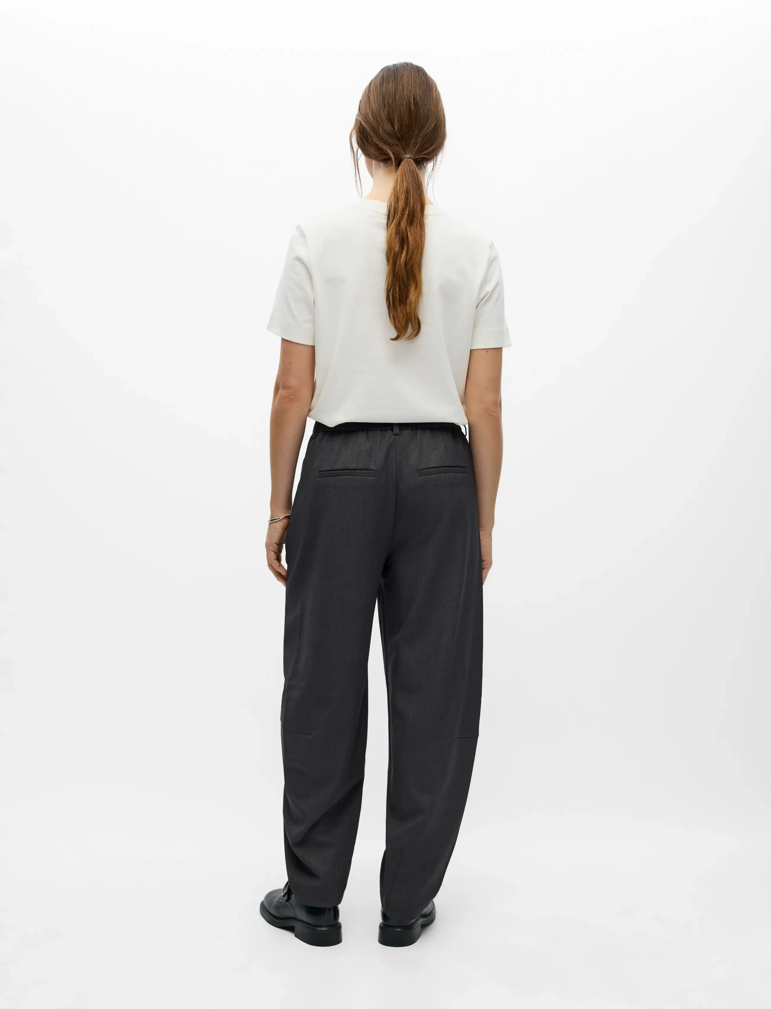 Object - OBJLISA HW ANKLE BARREL PANT NOOS - hosen mit geradem bein - medium grey melange - 2