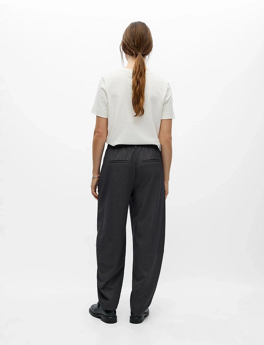 Object - OBJLISA HW ANKLE BARREL PANT NOOS - hosen mit geradem bein - medium grey melange - 2