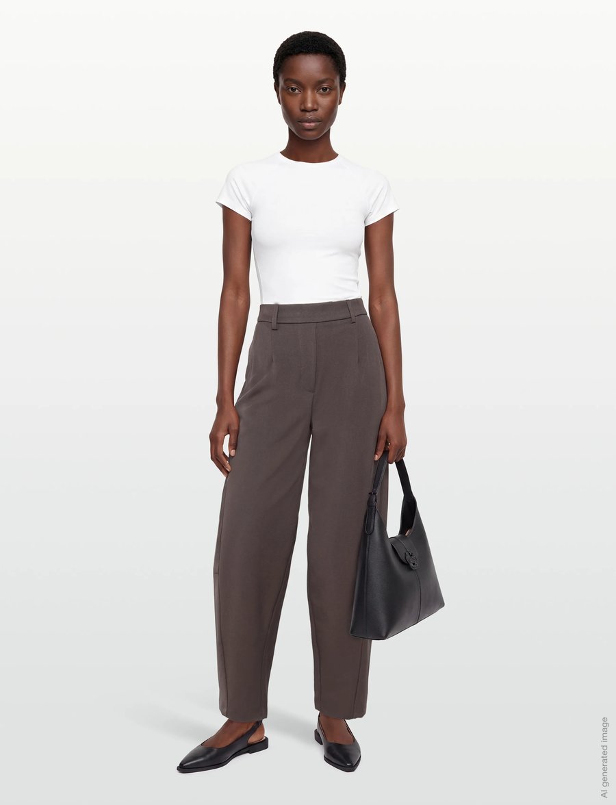 Object - OBJLISA HW ANKLE BARREL PANT NOOS - barrelbyxor - seal brown - 0