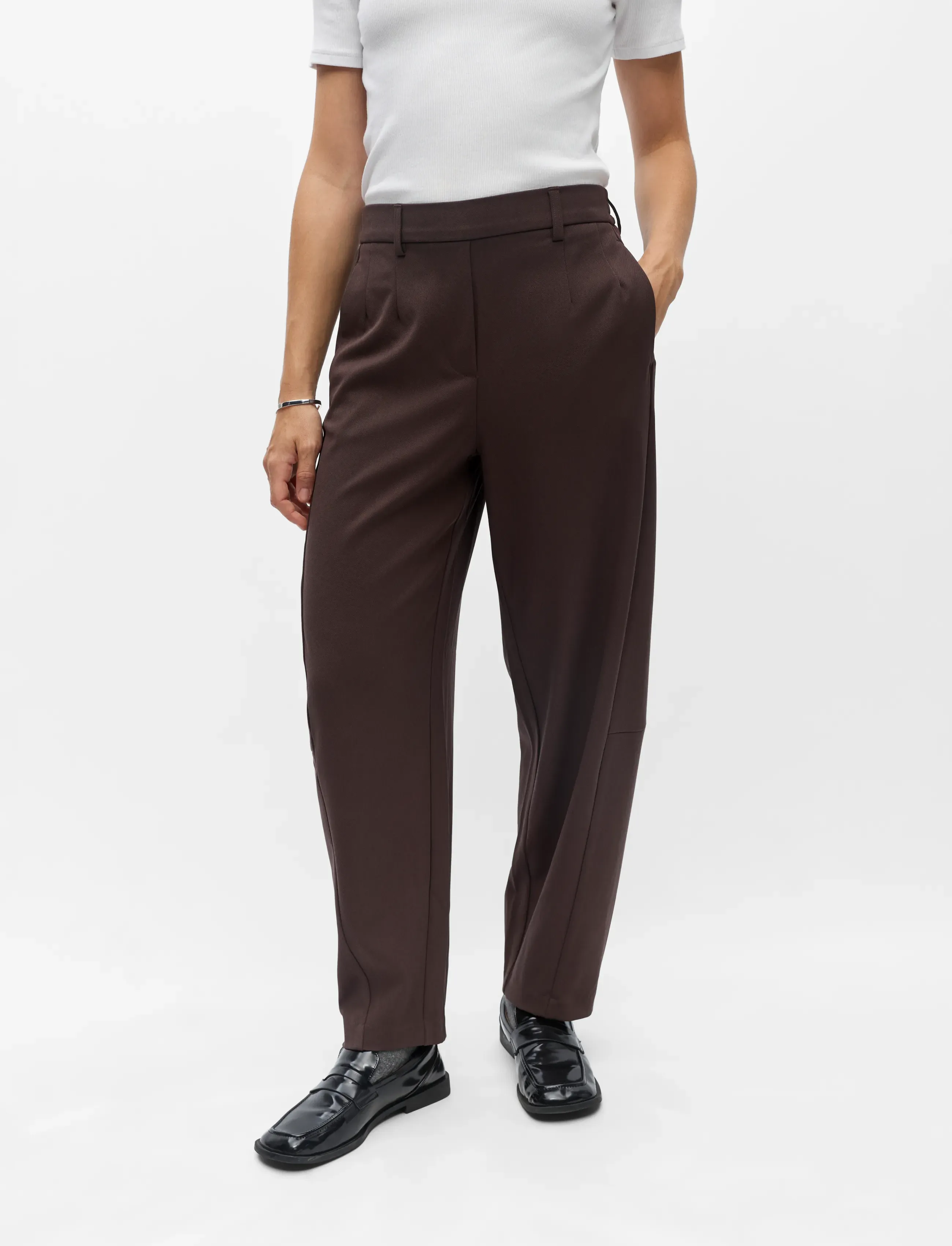 Object - OBJLISA HW ANKLE BARREL PANT NOOS - laveste priser - seal brown - 5