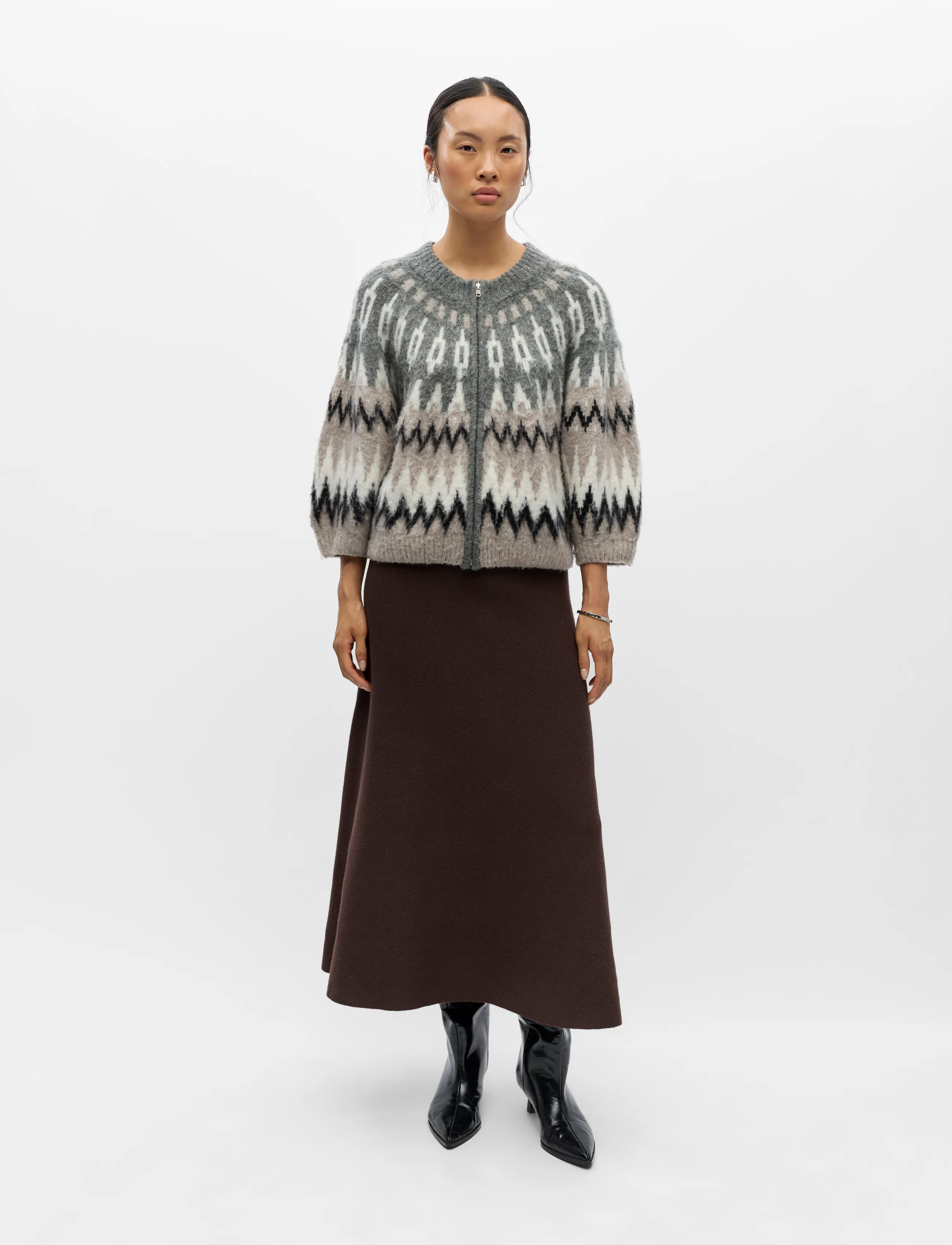 Object - OBJJAADE DIANA S/S RE KNIT CARDIGAN 147 - strickjacken - gunmetal - 0