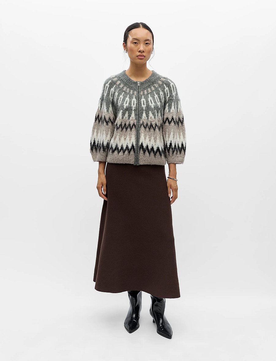 Object - OBJJAADE DIANA S/S RE KNIT CARDIGAN 147 - strickjacken - gunmetal - 0