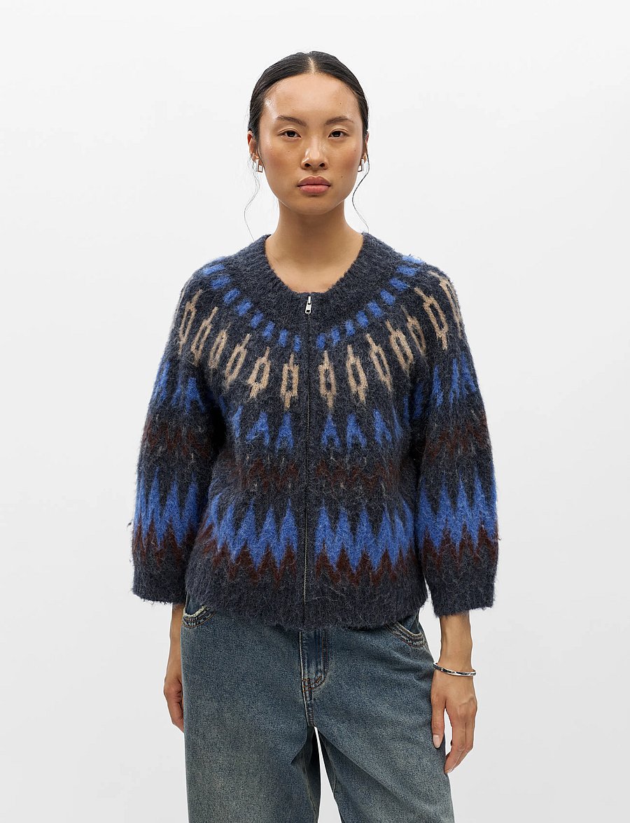 Object - OBJJAADE DIANA S/S RE KNIT CARDIGAN 147 - cardigans - sky captain - 0