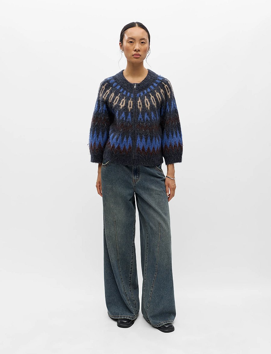 Object - OBJJAADE DIANA S/S RE KNIT CARDIGAN 147 - cardigans - sky captain - 3
