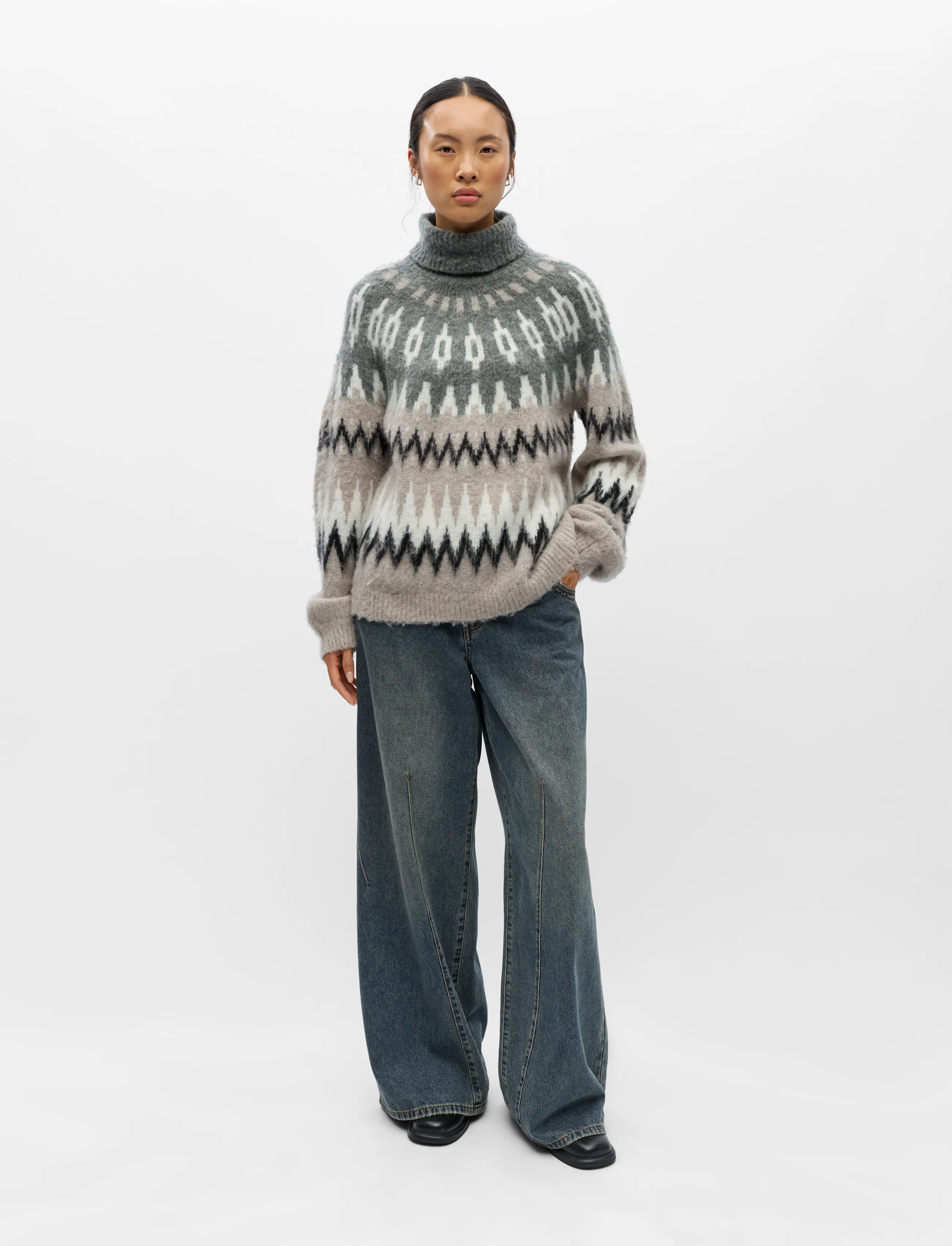 Object - OBJJAADE DIANA L/S LO KNIT PULLOVER 147 - stickade tröjor - gunmetal - 0