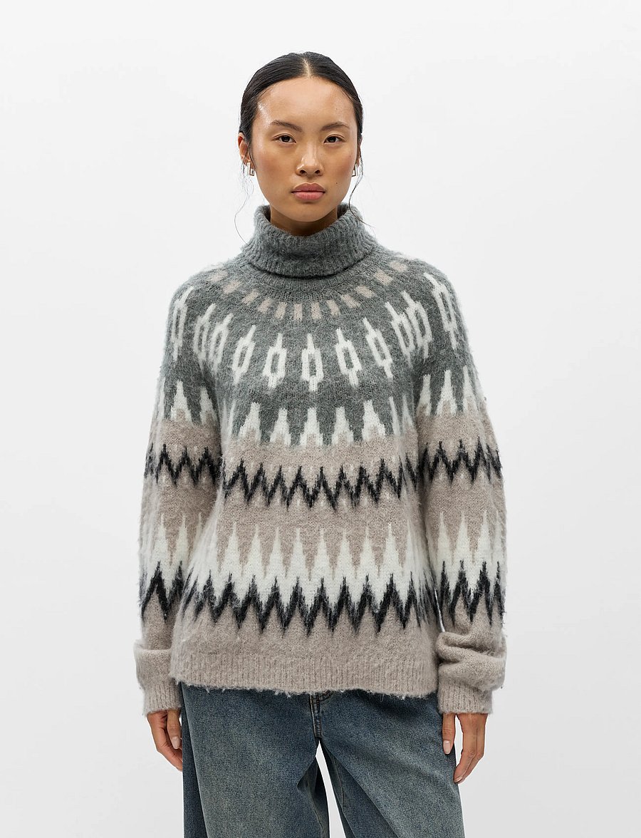 Object - OBJJAADE DIANA L/S LO KNIT PULLOVER 147 - stickade tröjor - gunmetal - 4