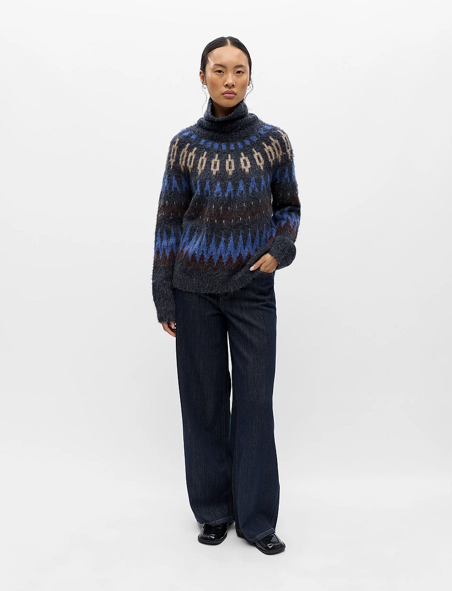 Object - OBJJAADE DIANA L/S LO KNIT PULLOVER 147 - stickade tröjor - sky captain - 0