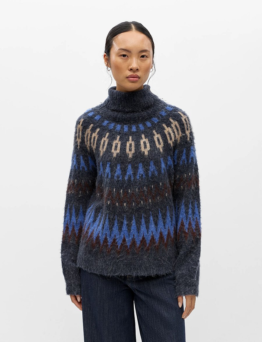 Object - OBJJAADE DIANA L/S LO KNIT PULLOVER 147 - stickade tröjor - sky captain - 3