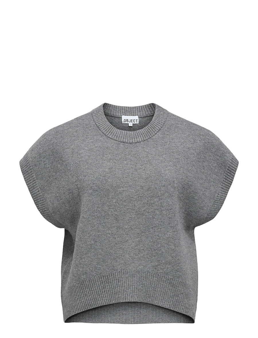Object - OBJITONE S/L LO KNIT VEST 147 - strikveste - medium grey melange - 1