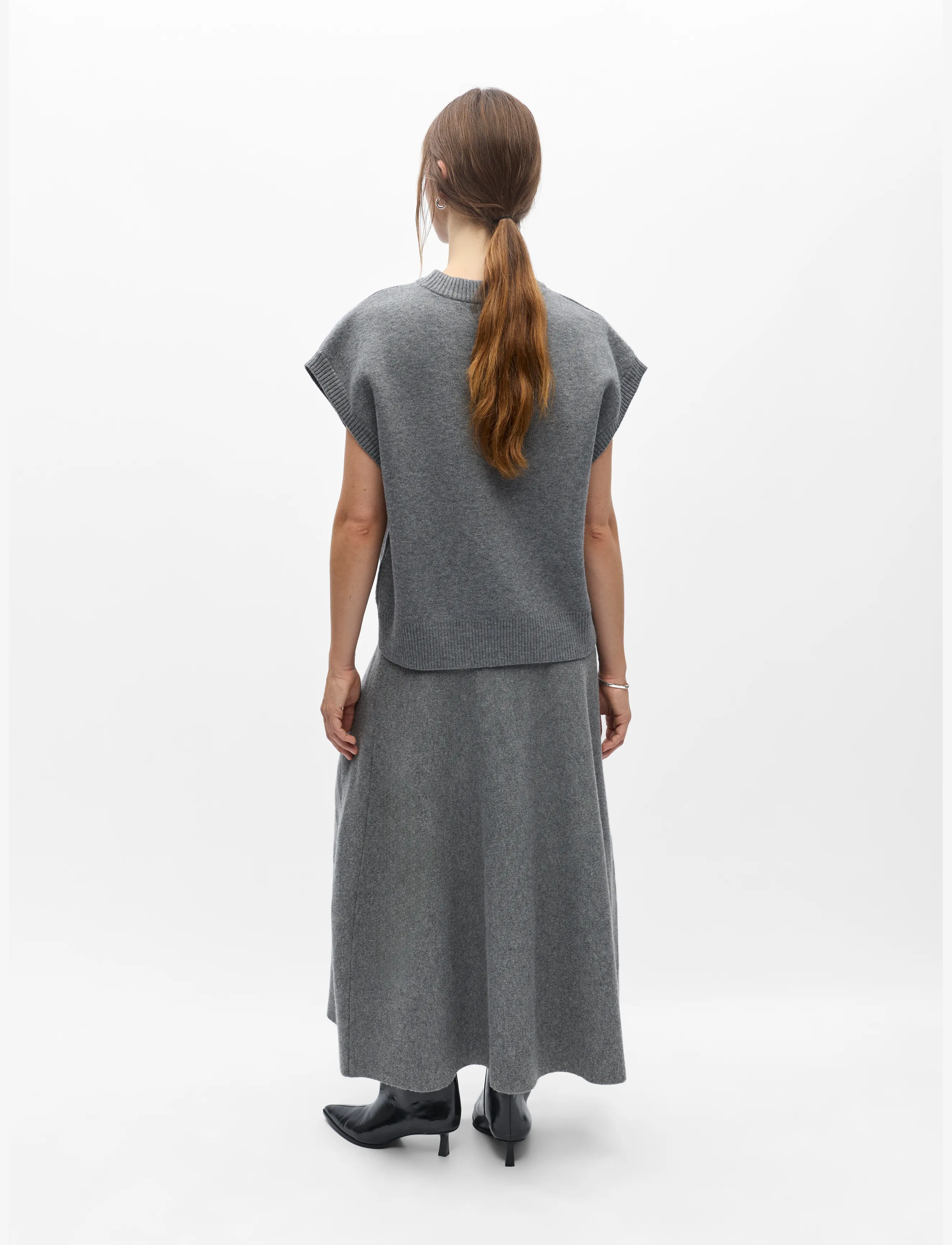 Object - OBJITONE S/L LO KNIT VEST 147 - strikveste - medium grey melange - 2
