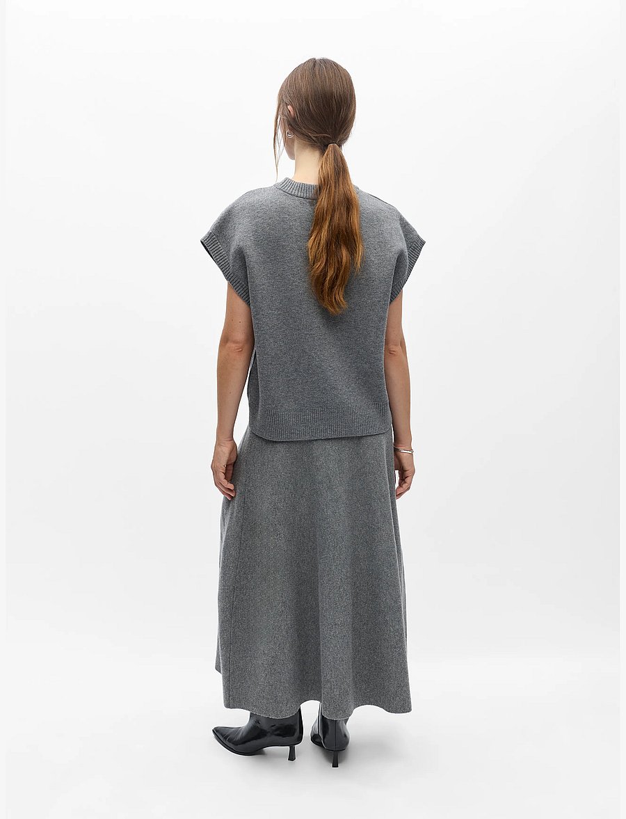 Object - OBJITONE S/L LO KNIT VEST 147 - strikveste - medium grey melange - 2