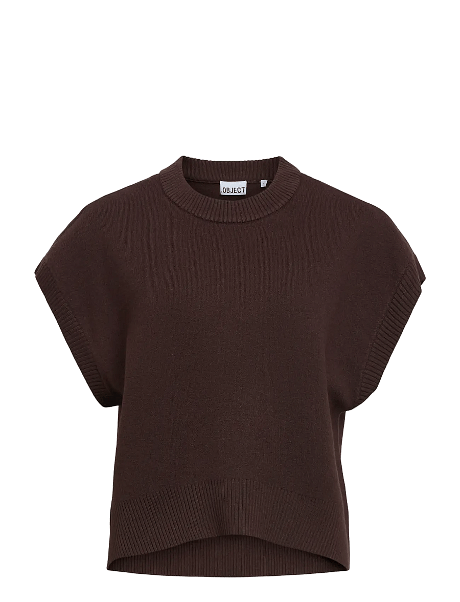 Object - OBJITONE S/L LO KNIT VEST 147 - strikveste - seal brown - 1