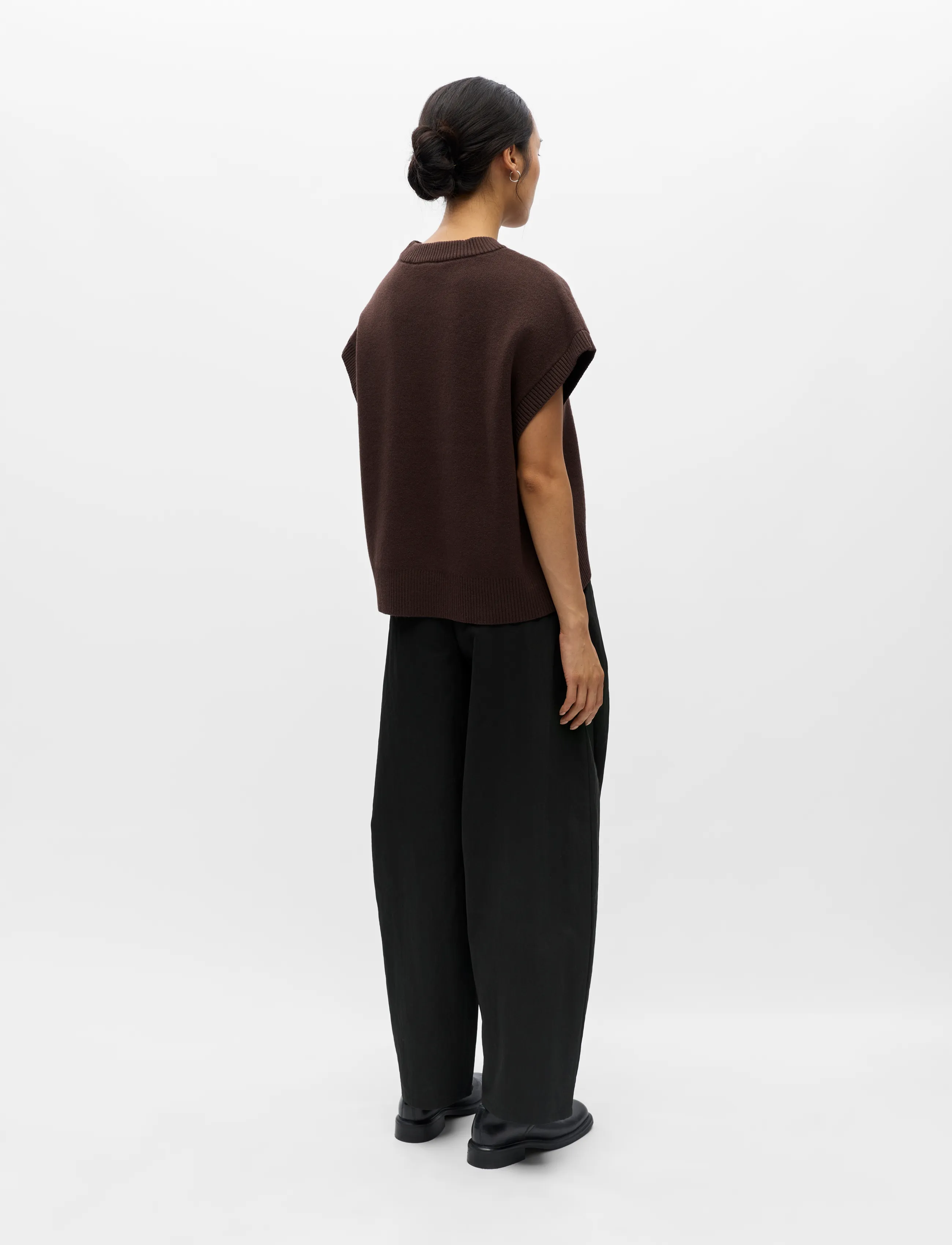 Object - OBJITONE S/L LO KNIT VEST 147 - strikveste - seal brown - 2