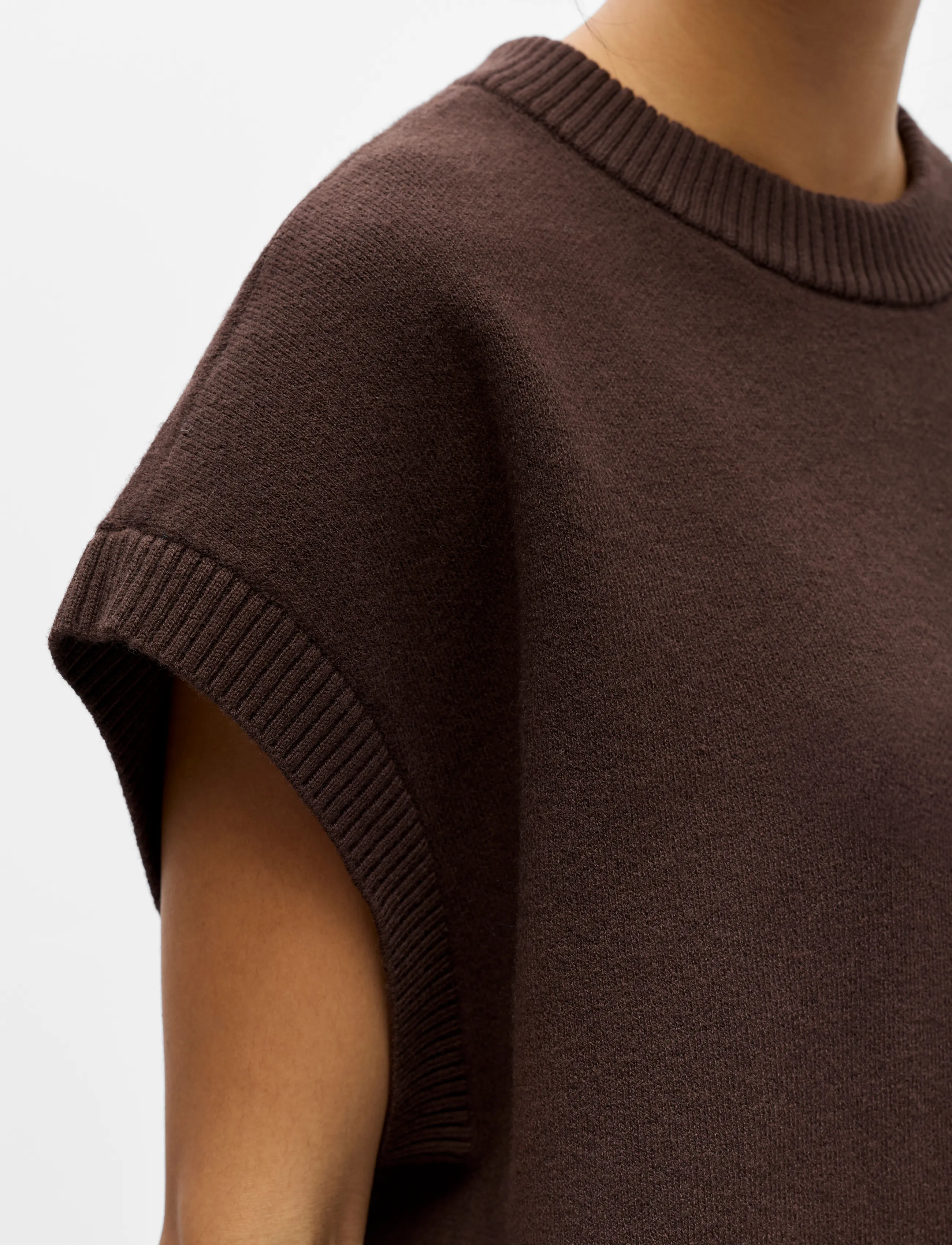 Object - OBJITONE S/L LO KNIT VEST 147 - strikveste - seal brown - 3