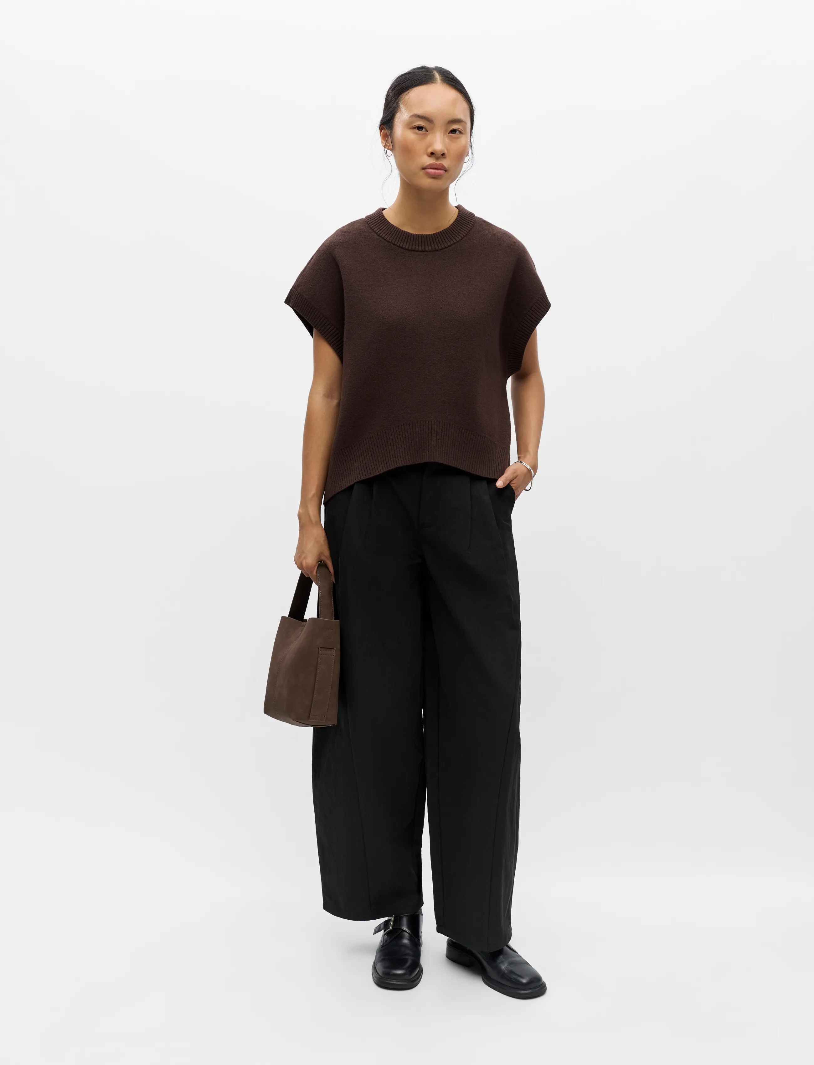 Object - OBJITONE S/L LO KNIT VEST 147 - strikveste - seal brown - 4