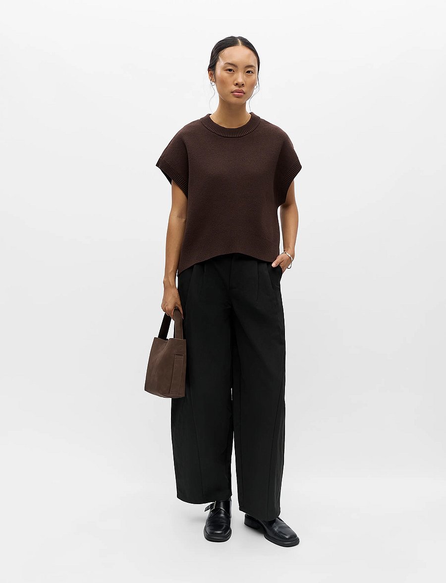 Object - OBJITONE S/L LO KNIT VEST 147 - strikveste - seal brown - 4