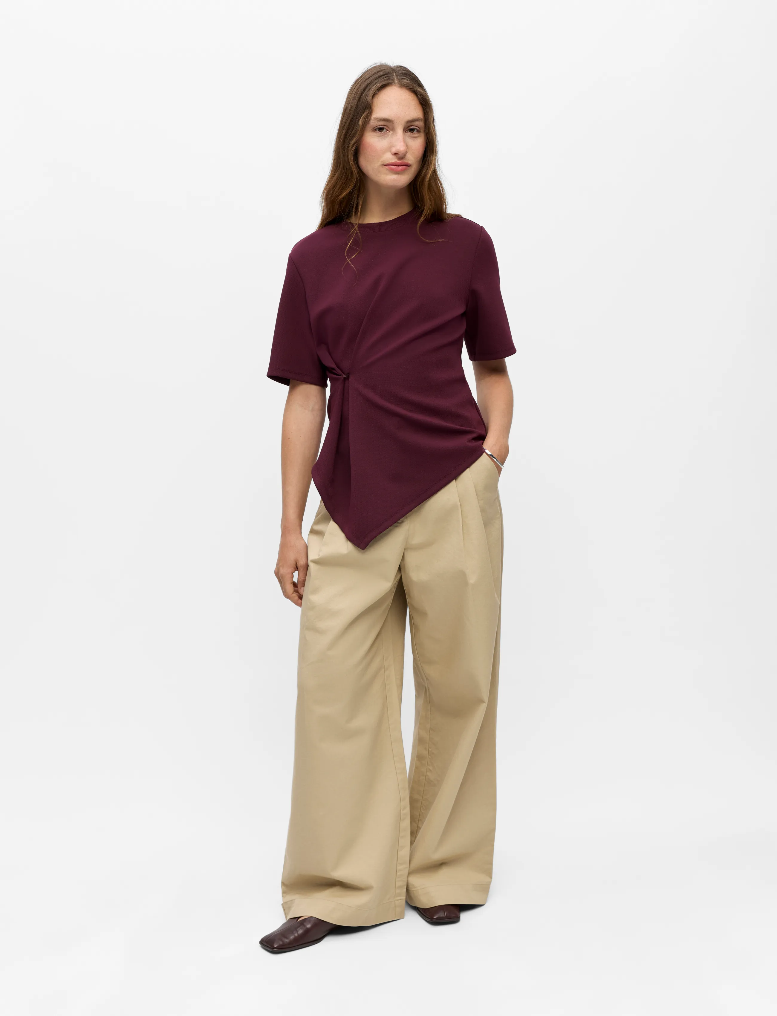 Object OBJABBEY 2/4 RE TOP 147 - T-shirts & Toppar - WINDSOR WINE / burgundy