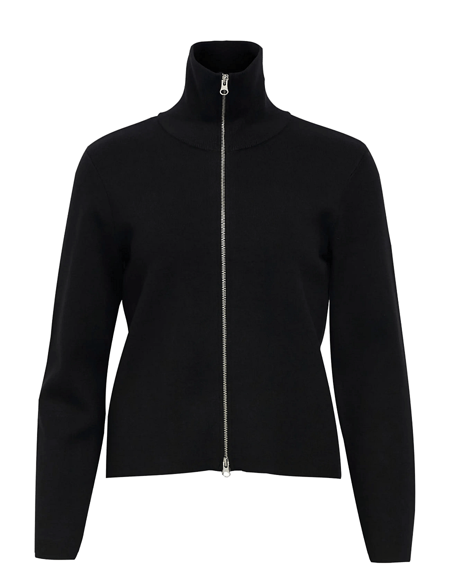 Object - OBJREYNARD L/S RE ZIP CARDIGAN NOOS - koftor - black - 1